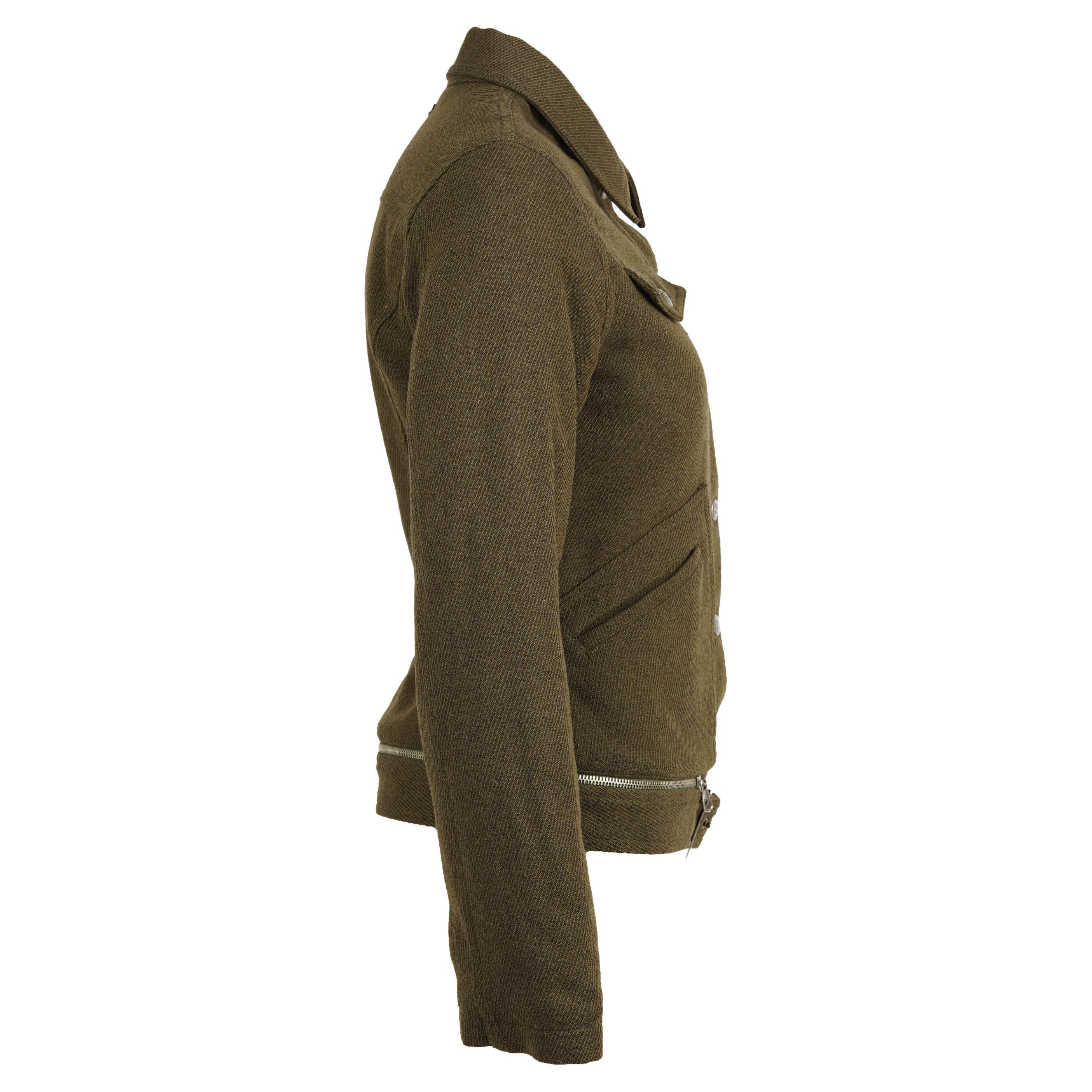 Jean Paul Gaultier JPG Jean’s Olive Wool Moto Jacket, Made in Italy – 1990s In condizioni buone in vendita a Berlin, DE