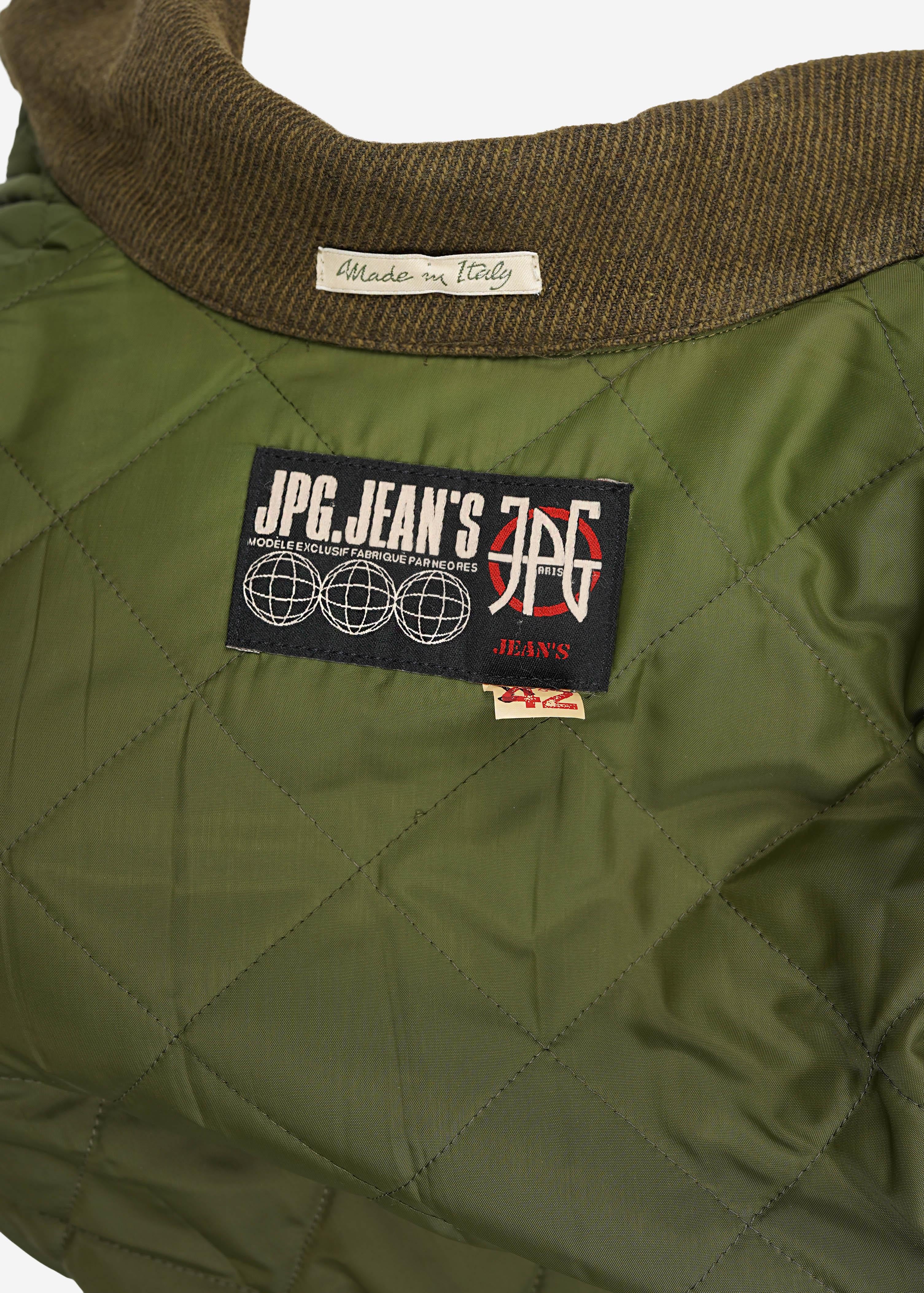 Jean Paul Gaultier JPG Jean’s Olive Wool Moto Jacket, Made in Italy – 1990s in vendita 4