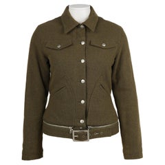 Jean Paul Gaultier JPG Jean’s Olive Wool Moto Jacket, Made in Italy – 1990s