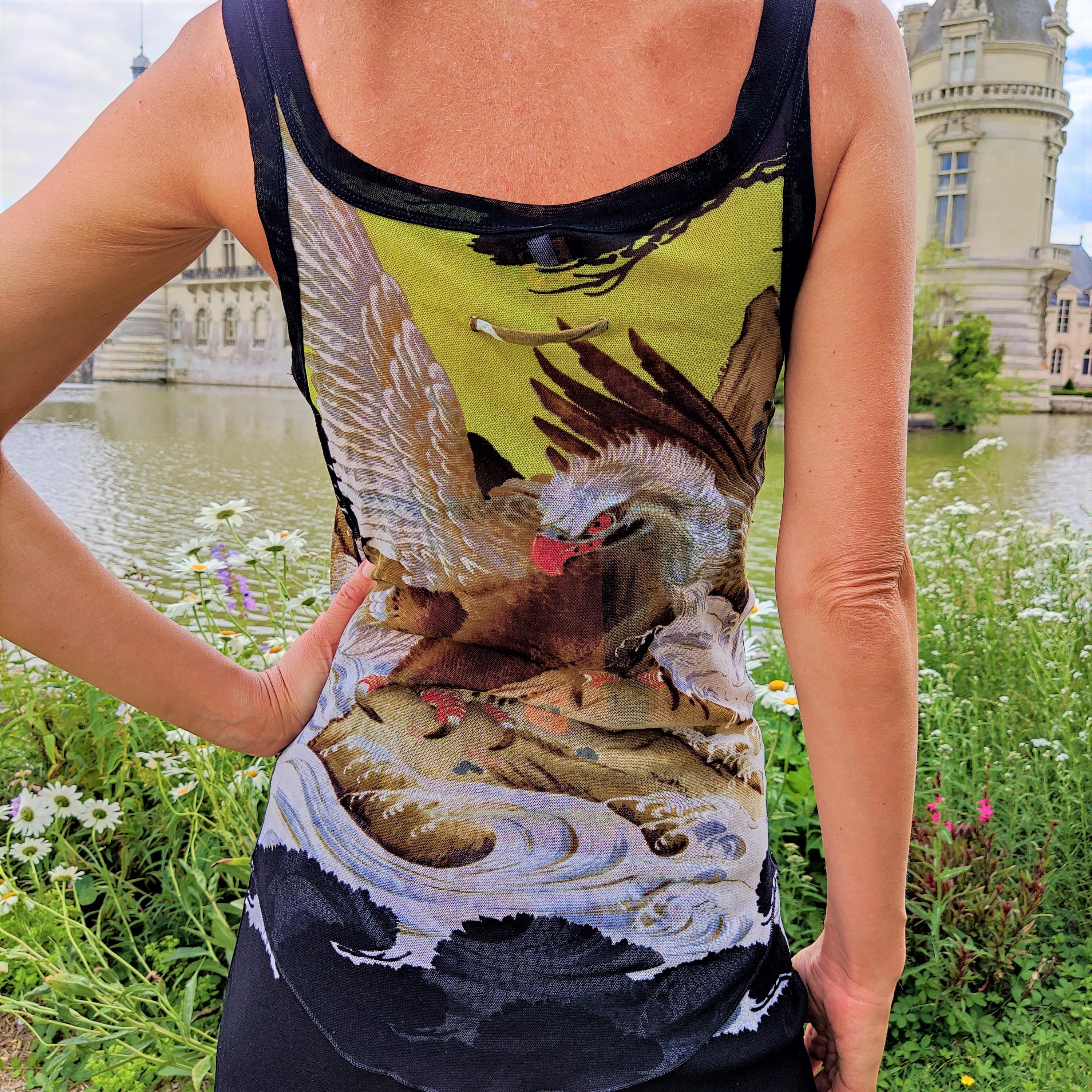 Jean Paul Gaultier JPG Soleil Golden Eagle Hawk Kendall Jenner Skirt Top Set In Excellent Condition For Sale In PARIS, FR