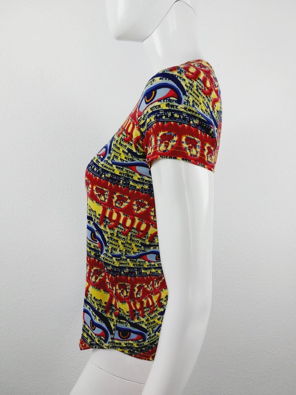 Jean Paul Gaultier JPG Tibet Tibet 1997 Buddha Tattoo Eyes Top T-Shirt Tee Pour femmes en vente