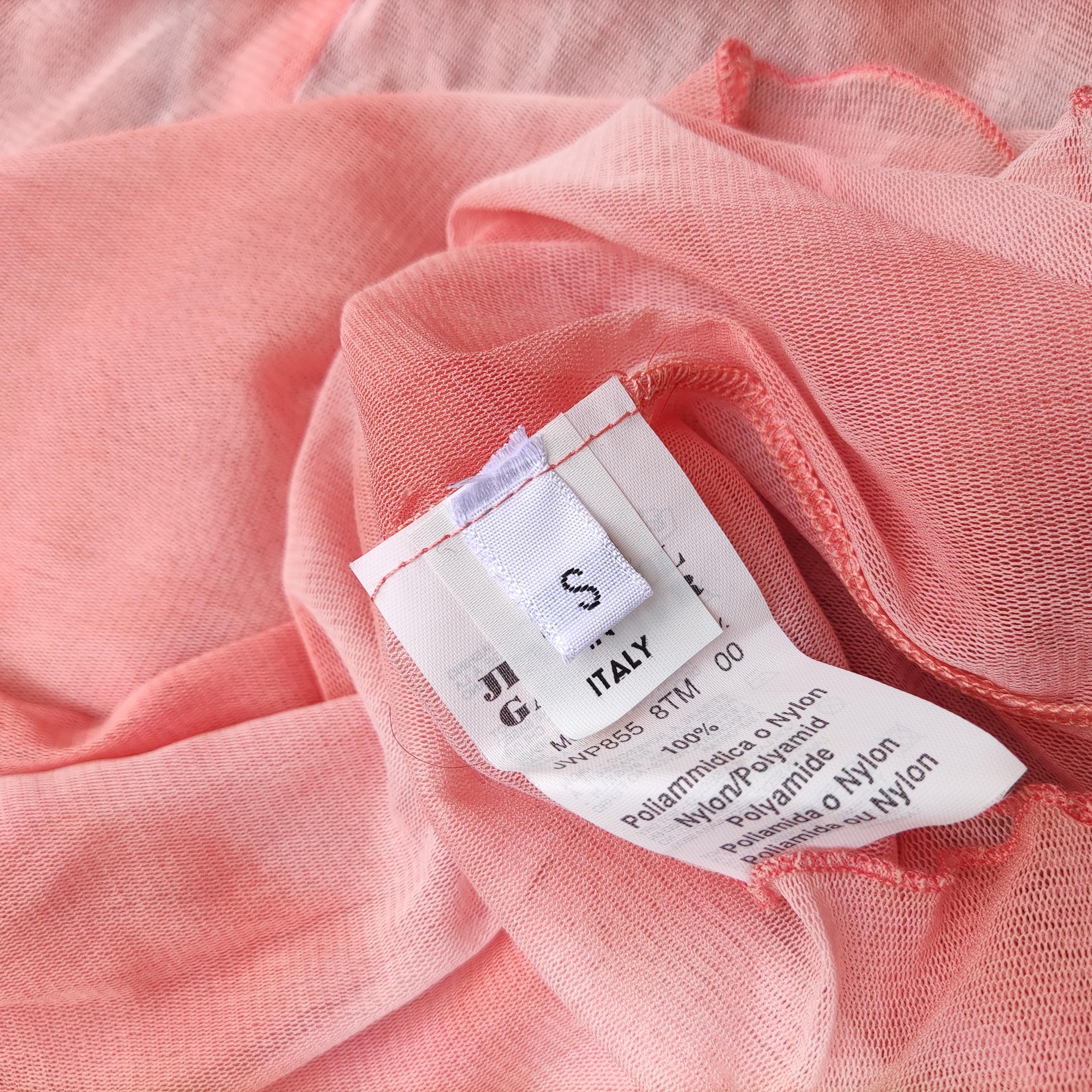 Jean Paul Gaultier JPG Vintage Pink Peach Rose Mesh Transparent Top Maxi Dress 1