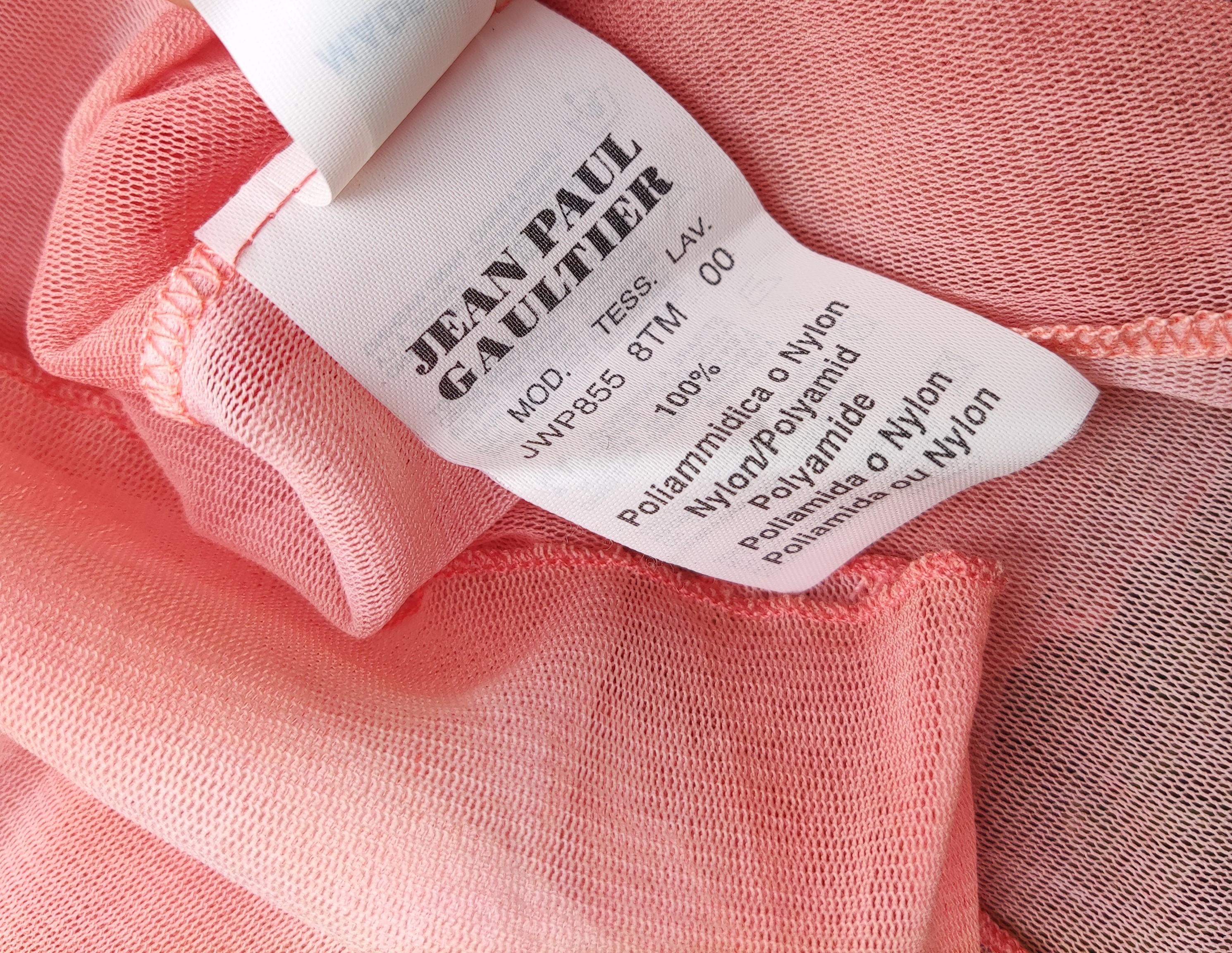 Jean Paul Gaultier JPG Vintage Pink Peach Rose Mesh Transparent Top Maxi Dress 2