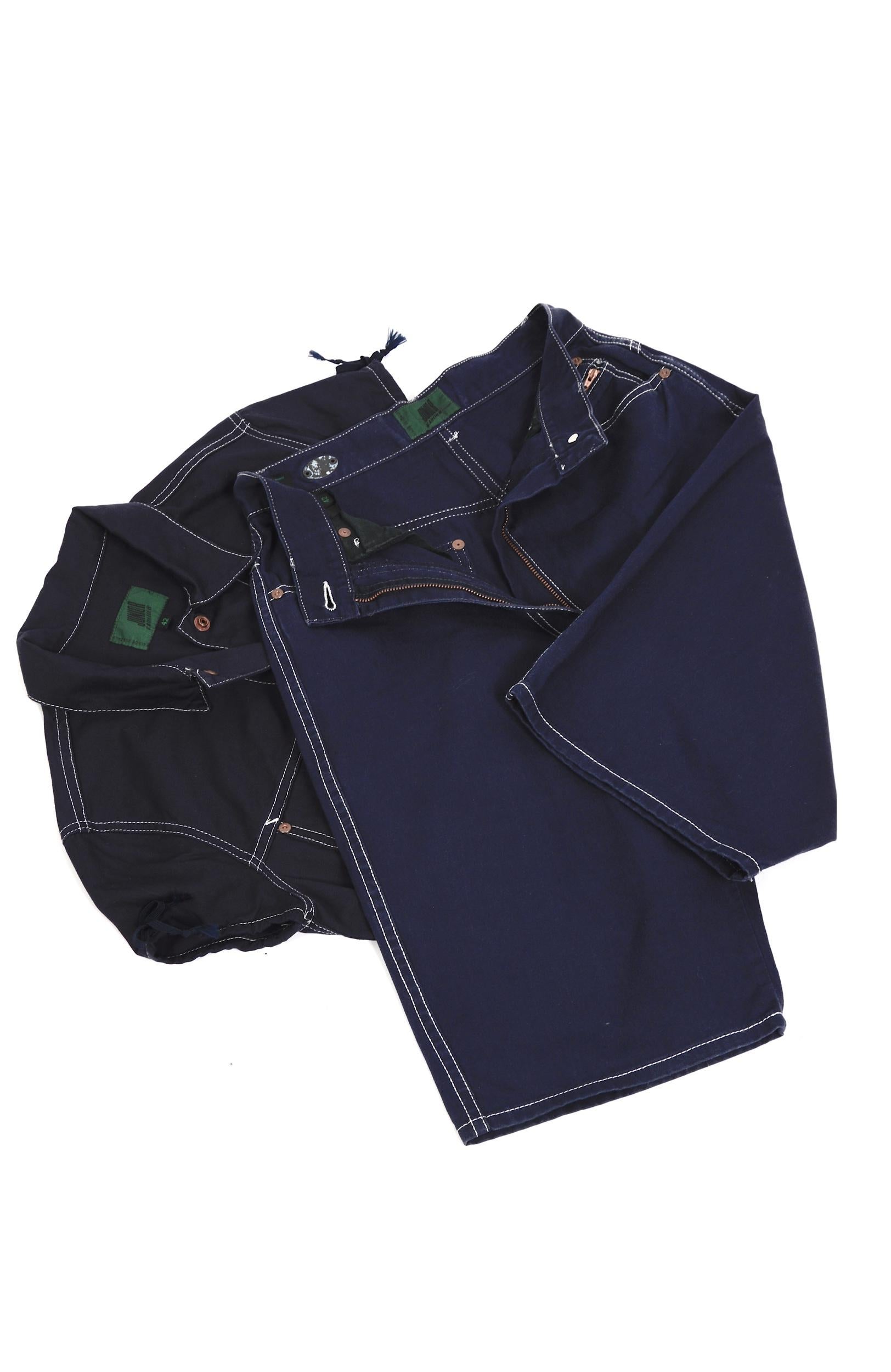 Jean Paul Gaultier junior 1980s vintage bleu cotton jeans bermuda shorts In Good Condition For Sale In Antwerpen, Vlaams Gewest