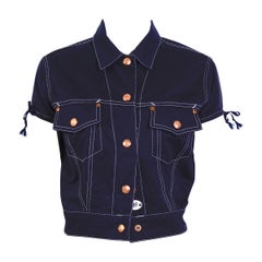Jean Paul Gaultier Junior anni '80 giacca di jeans vintage a maniche corte