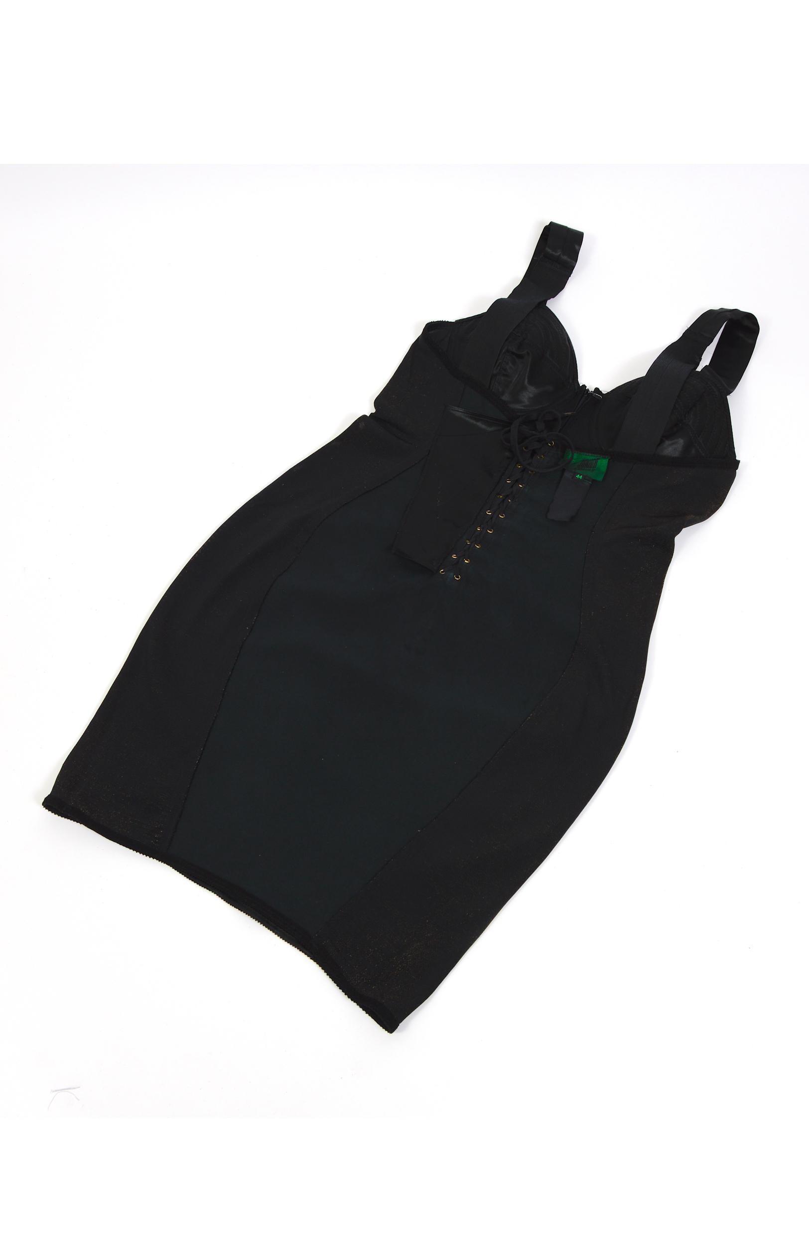 Jean-Paul Gaultier junior 1989 iconic black cone corset bodycon dress 4
