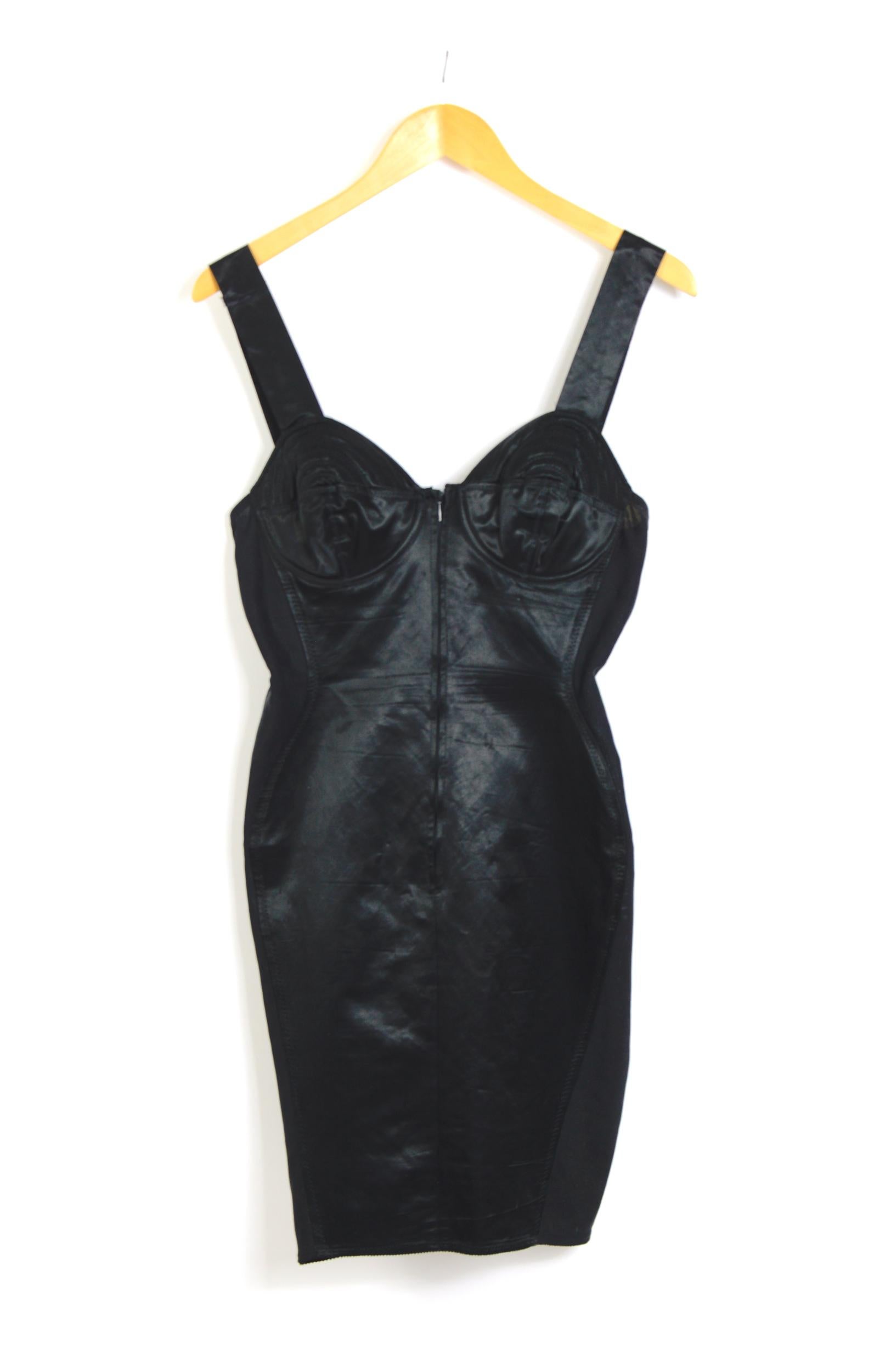 Women's Jean-Paul Gaultier junior 1989 iconic black cone corset bodycon dress