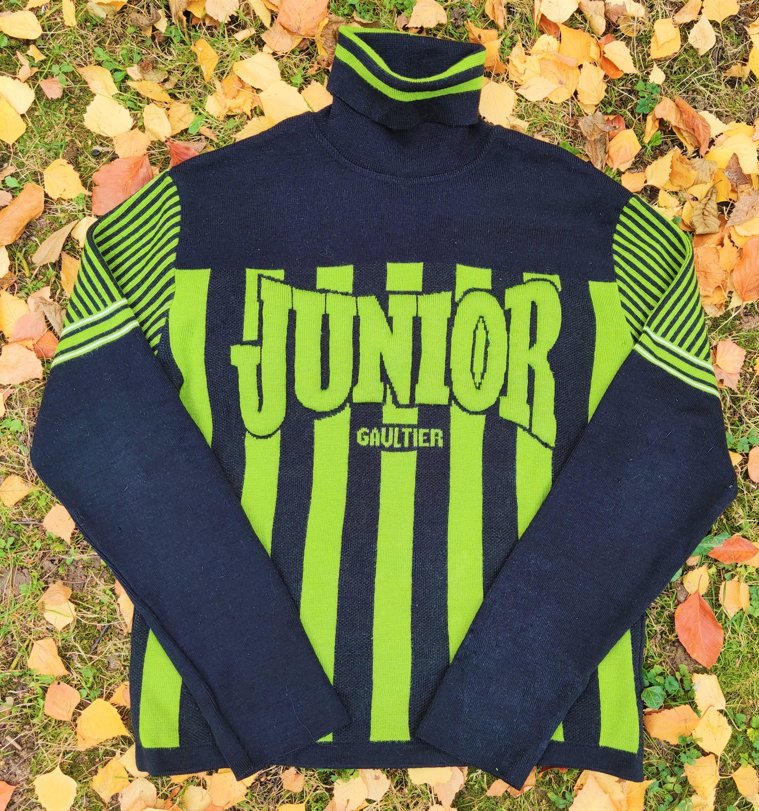 Jean Paul Gaultier Junior Logo Text Striped Vintage 1994 Sweater Pullover For Sale 1