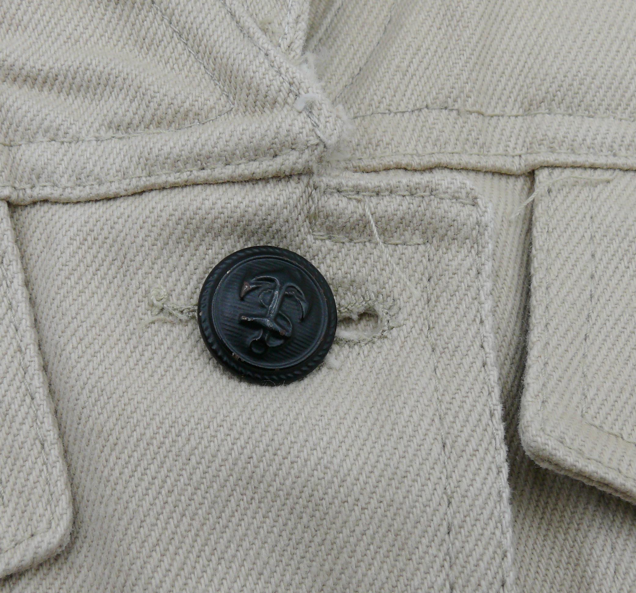 JEAN PAUL GAULTIER Junior Vintage Beige Denim Lace Back Peplum Jacket Size 46 In Good Condition For Sale In Nice, FR