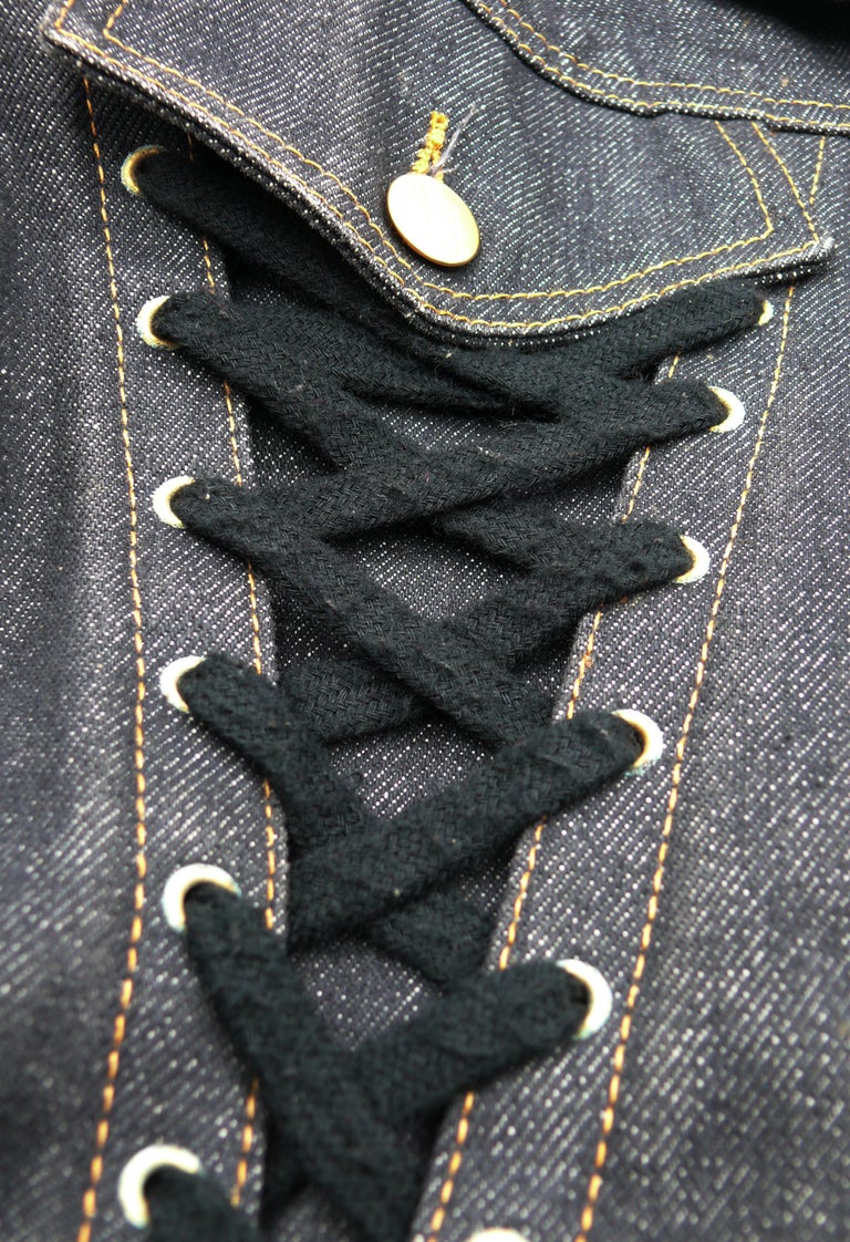 JEAN PAUL GAULTIER Junior Vintage Black Denim Iconic Corset