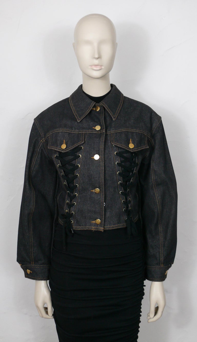 JEAN PAUL GAULTIER Junior Vintage Black Denim Iconic Corset