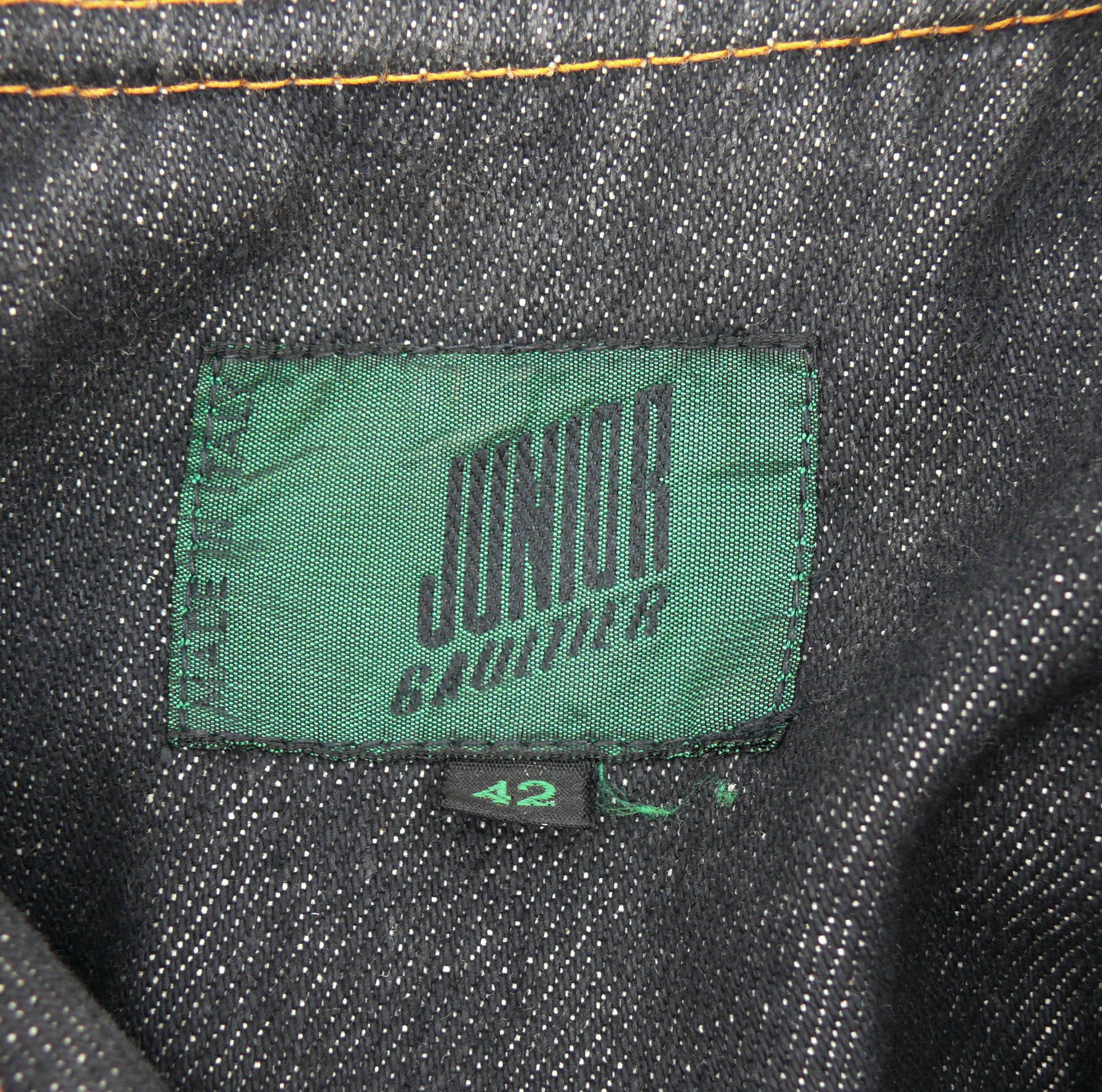 JEAN PAUL GAULTIER Junior Vintage Black Denim Iconic Corset Style Jacket Size 42 For Sale 4