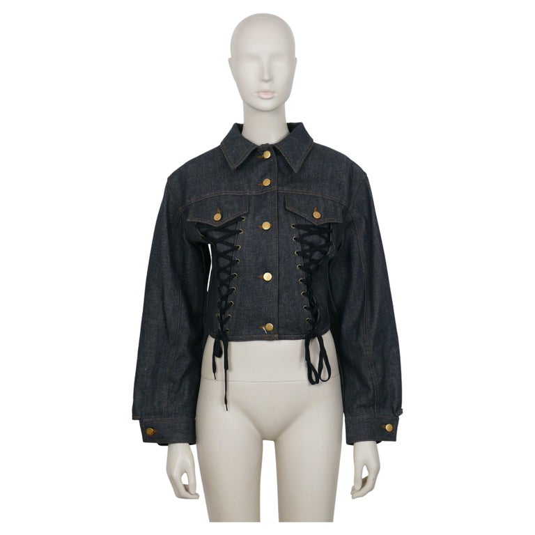 Jean Paul Gaultier Junior Vintage Black Denim Iconic Corset Style 