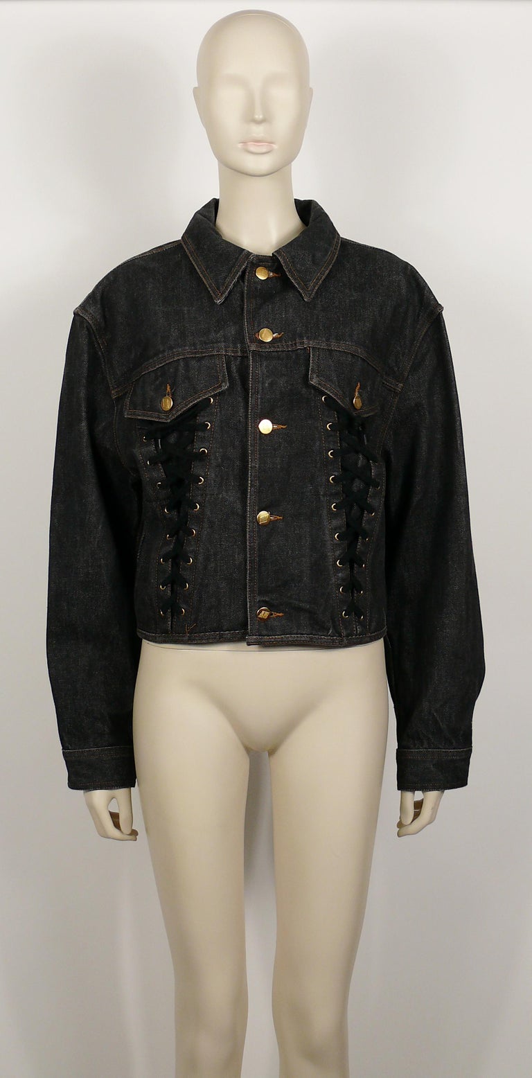 Jean Paul Gaultier Junior Vintage Black Denim Iconic Corset