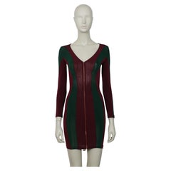 JEAN PAUL GAULTIER JUNIOR Used Green/Burgundy Red Color Block Bodycon Dress