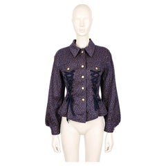 JEAN PAUL GAULTIER Junior Vintage Navy Blue with Gold Roses Corset Style Jacket