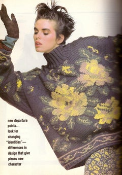 Jean Paul Gaultier knitted wool floral sweater and stirrup pants set, fw 1984