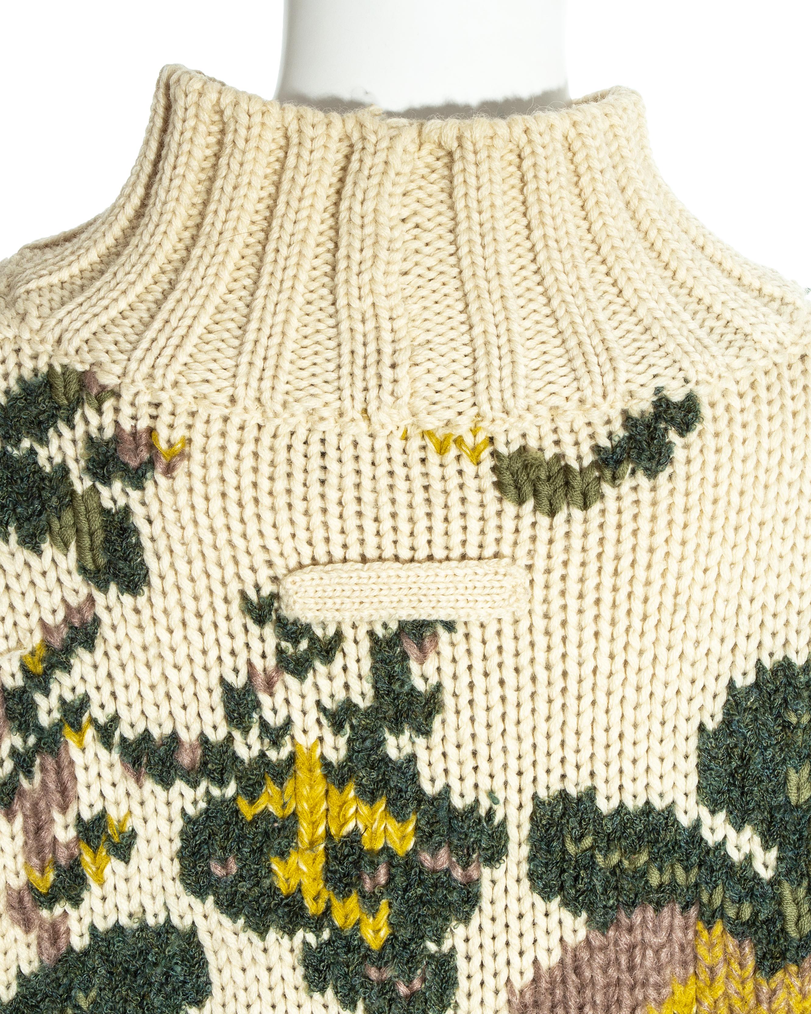 Conjunto de jersey floral de punto de lana y pantalón de estribo Jean Paul Gaultier, fw 1984 en venta 5