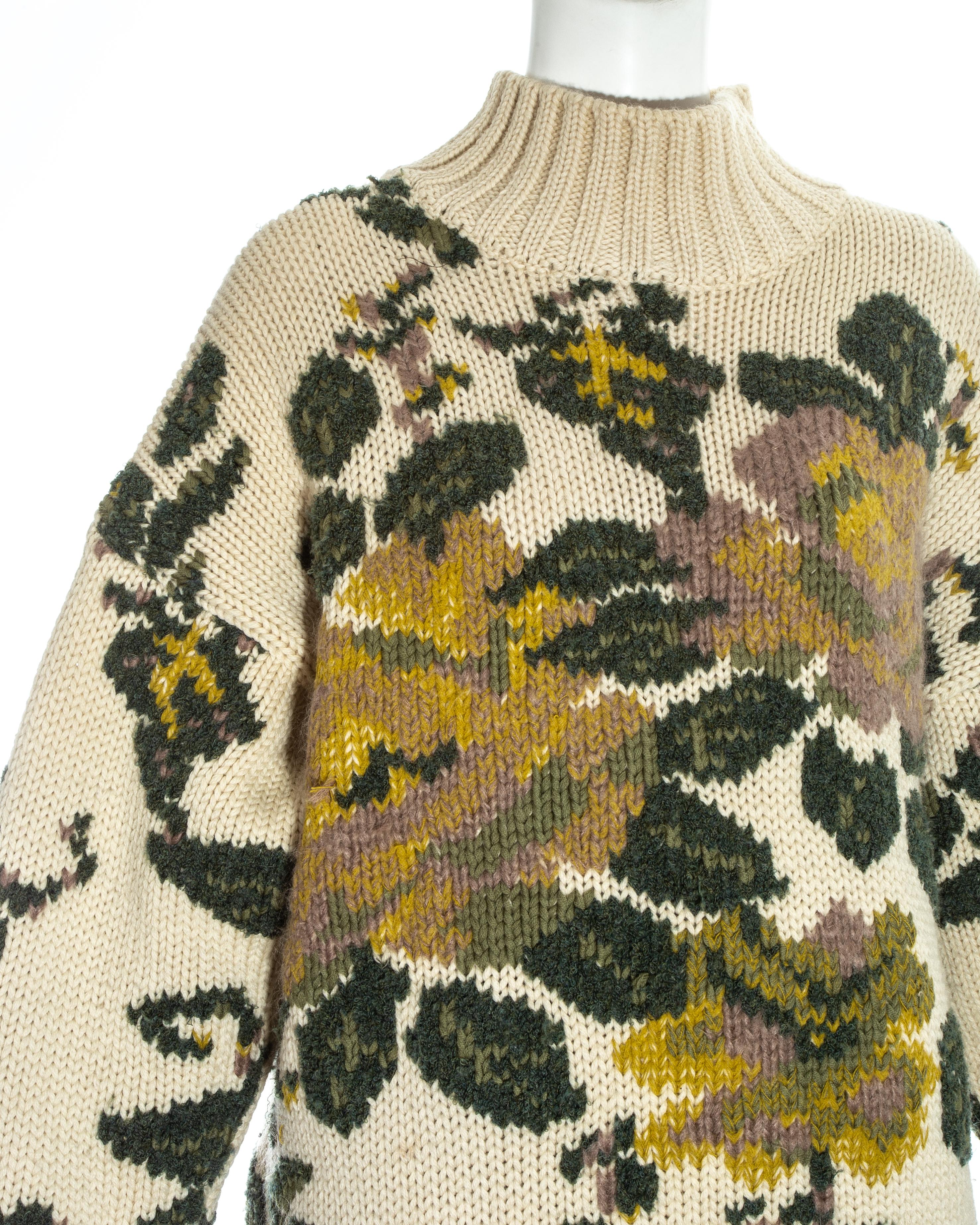 Jean Paul Gaultier Set aus geblümtem Pullover und Strickhose aus Wolle mit Bügel, fw 1984 im Zustand „Gut“ im Angebot in London, GB