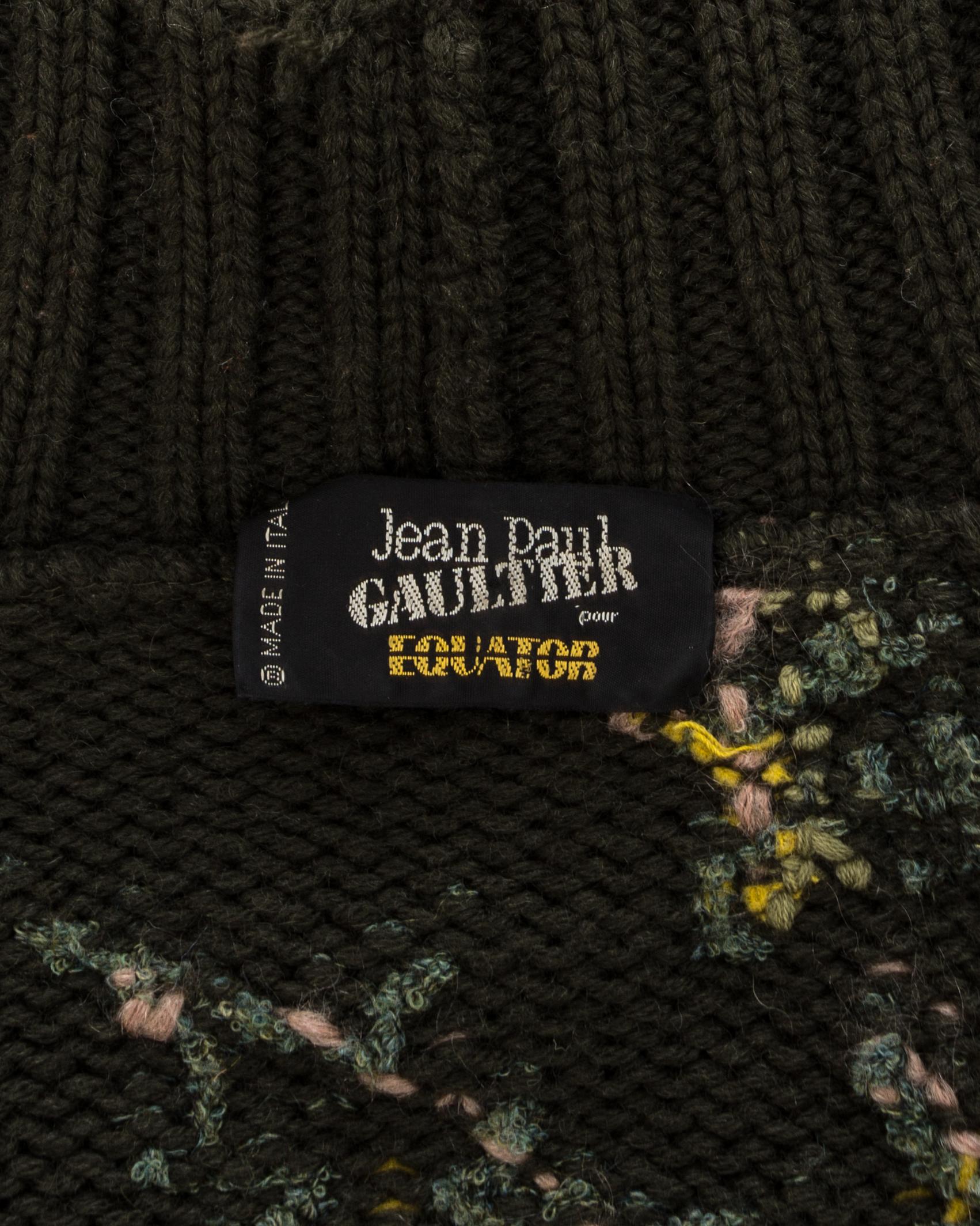 Jean Paul Gaultier knitted wool floral tapestry sweater and skirt set, fw 1984 For Sale 2
