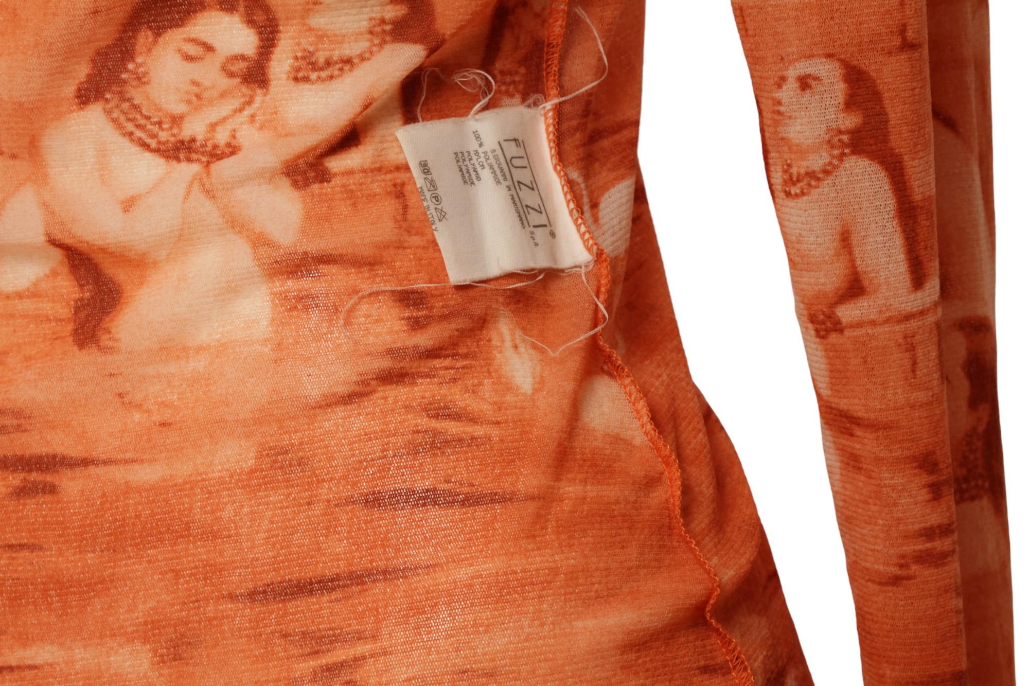 JEAN PAUL GAULTIER Krishna sitting in a tree, orange, long-sleeve top, SS94 For Sale 4