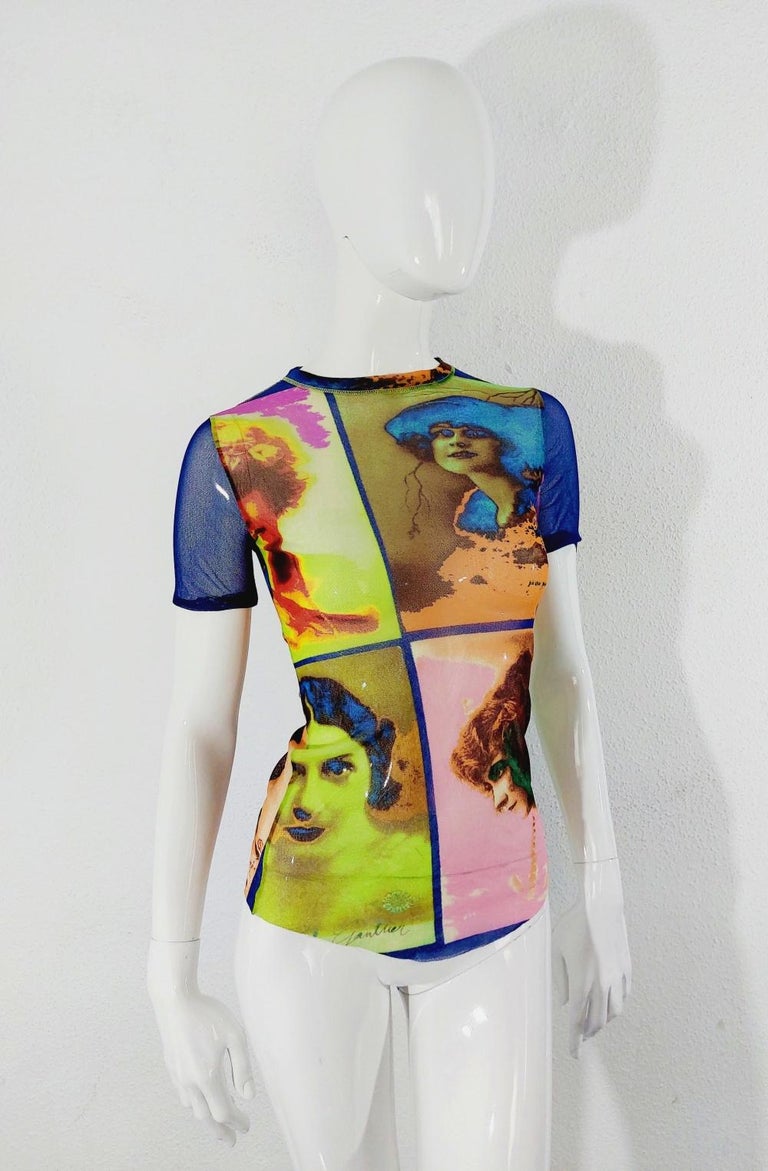 Jean Paul Gaultier Kylie Jenner Kim Mesh Portrait Saturated Faces Top Shirt  Tee