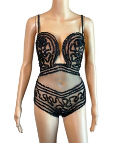 Jean Paul Gaultier La Perla S/S 2013 Sheer Tulle Ribbonwork Bustier Bra Bodysuit