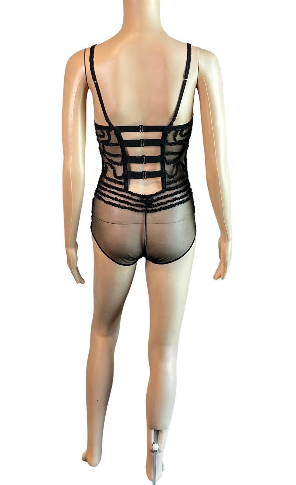 Jean Paul Gaultier La Perla S/S 2013 Sheer Tulle Ribbonwork Bustier Bra Bodysuit 3