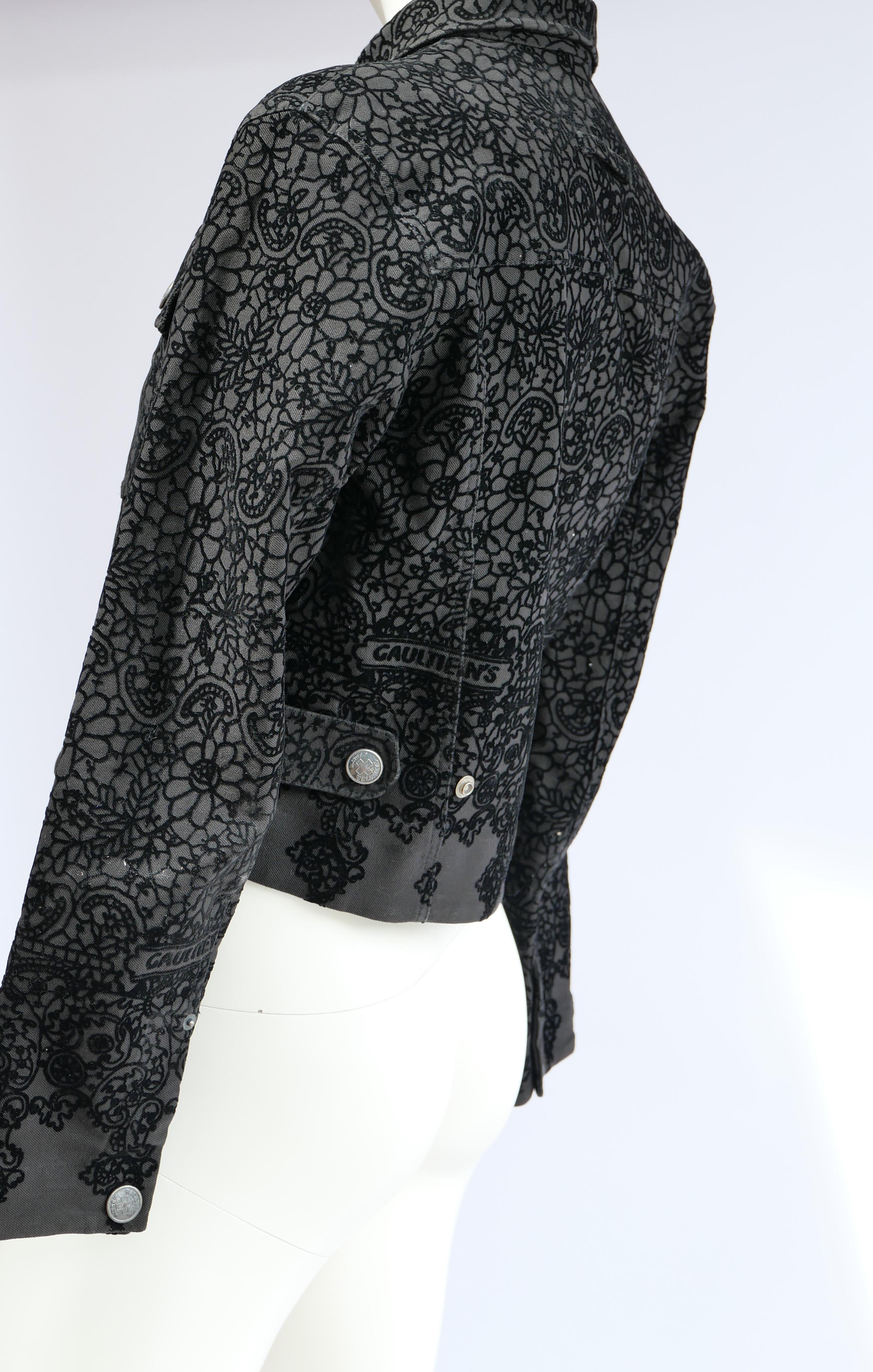 Jean Paul Gaultier Lace Appliqué Printed Jacket  For Sale 4