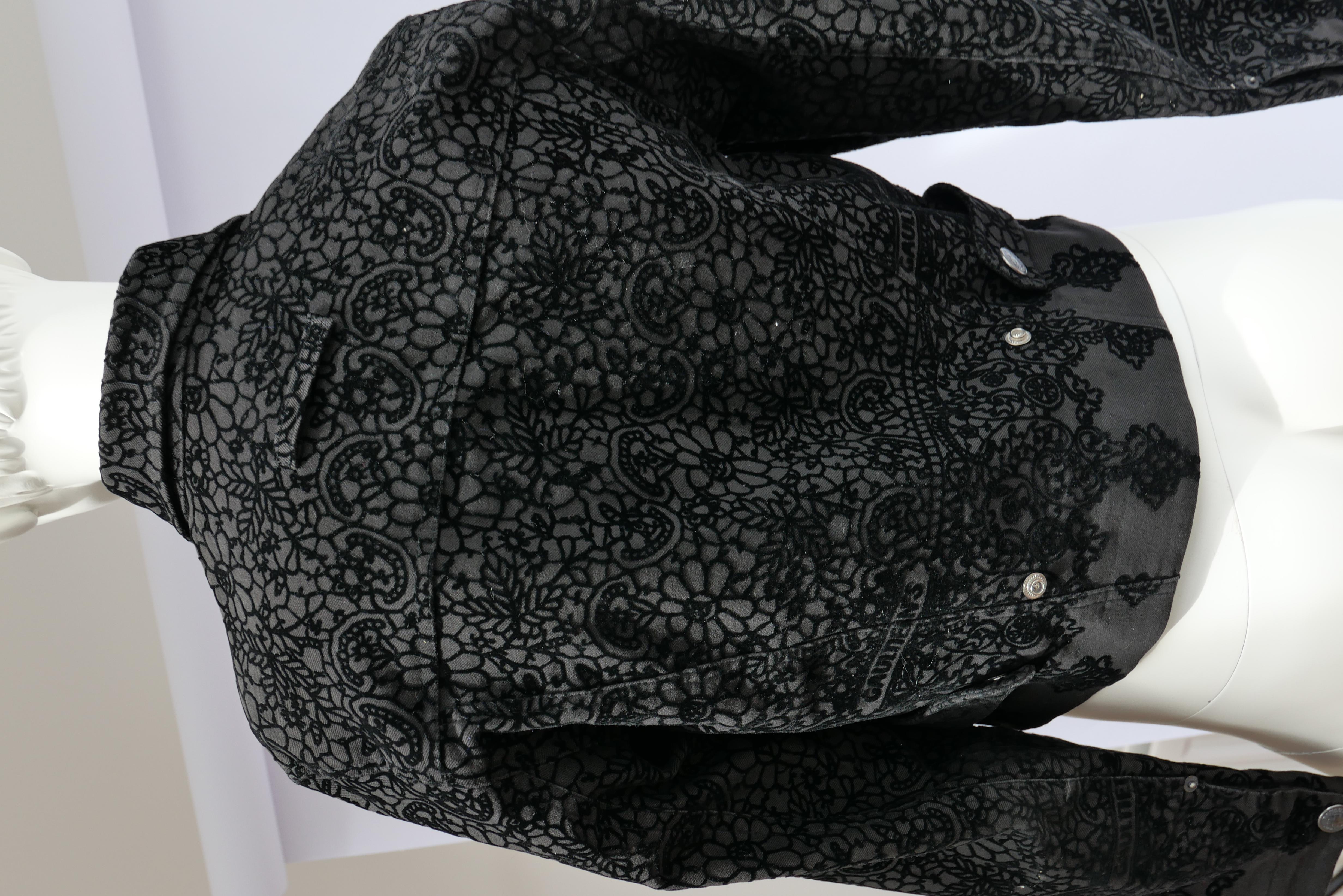 Women's or Men's Jean Paul Gaultier Lace Appliqué Printed Jacket  For Sale