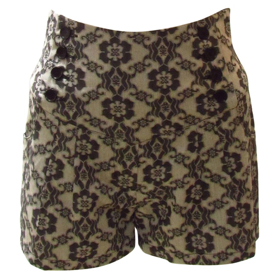 Jean Paul Gaultier Pantalón corto de encaje con estampado marinero en venta