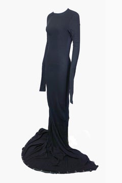 JEAN PAUL GAULTIER Late 1990s Black Multi Way Gown with Strap and long Train