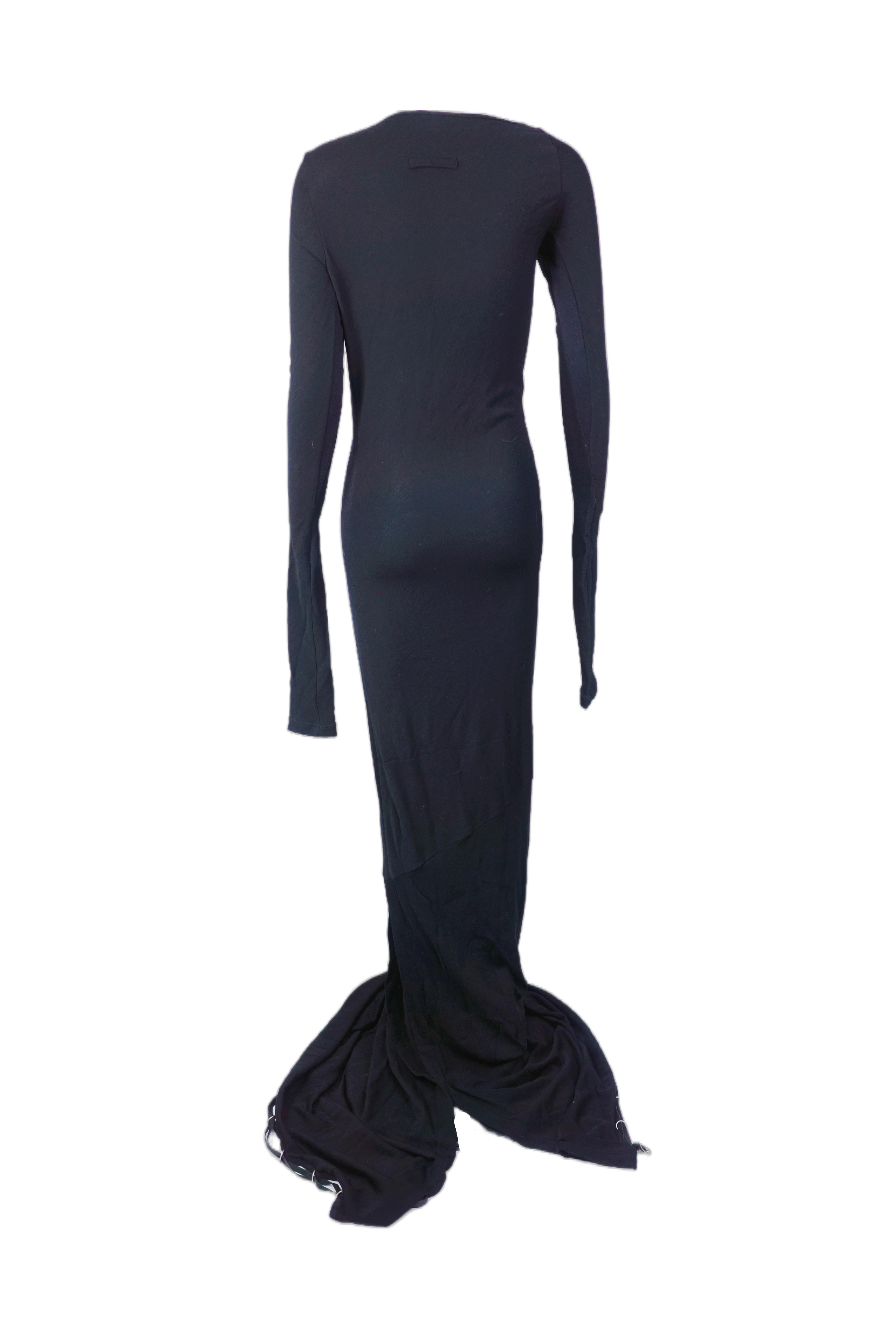 JEAN PAUL GAULTIER Finales de los 90 Bata negra multidireccional con tirante y larga cola en Excelente estado para la venta en 上海市, Xuhui district