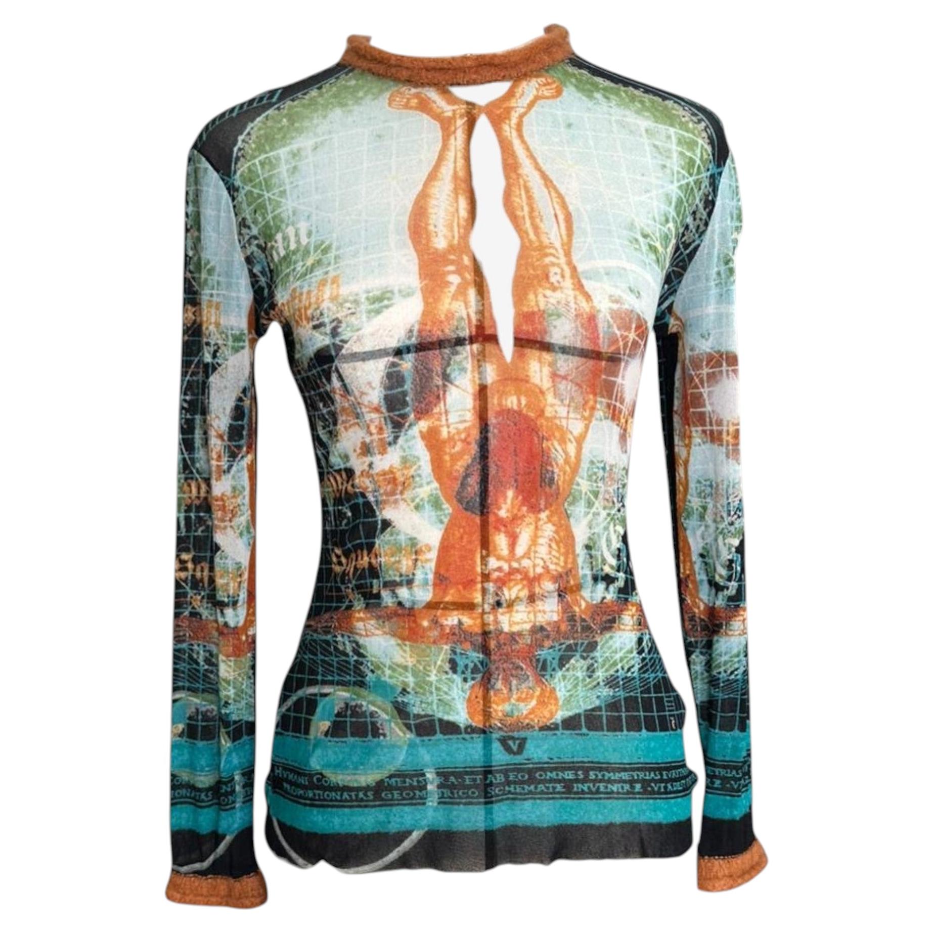Jean Paul Gaultier Late 1990s Skull Print Mesh Top