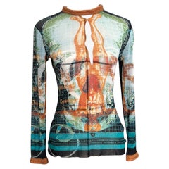 Jean Paul Gaultier Late 1990s Skull Print Mesh Top
