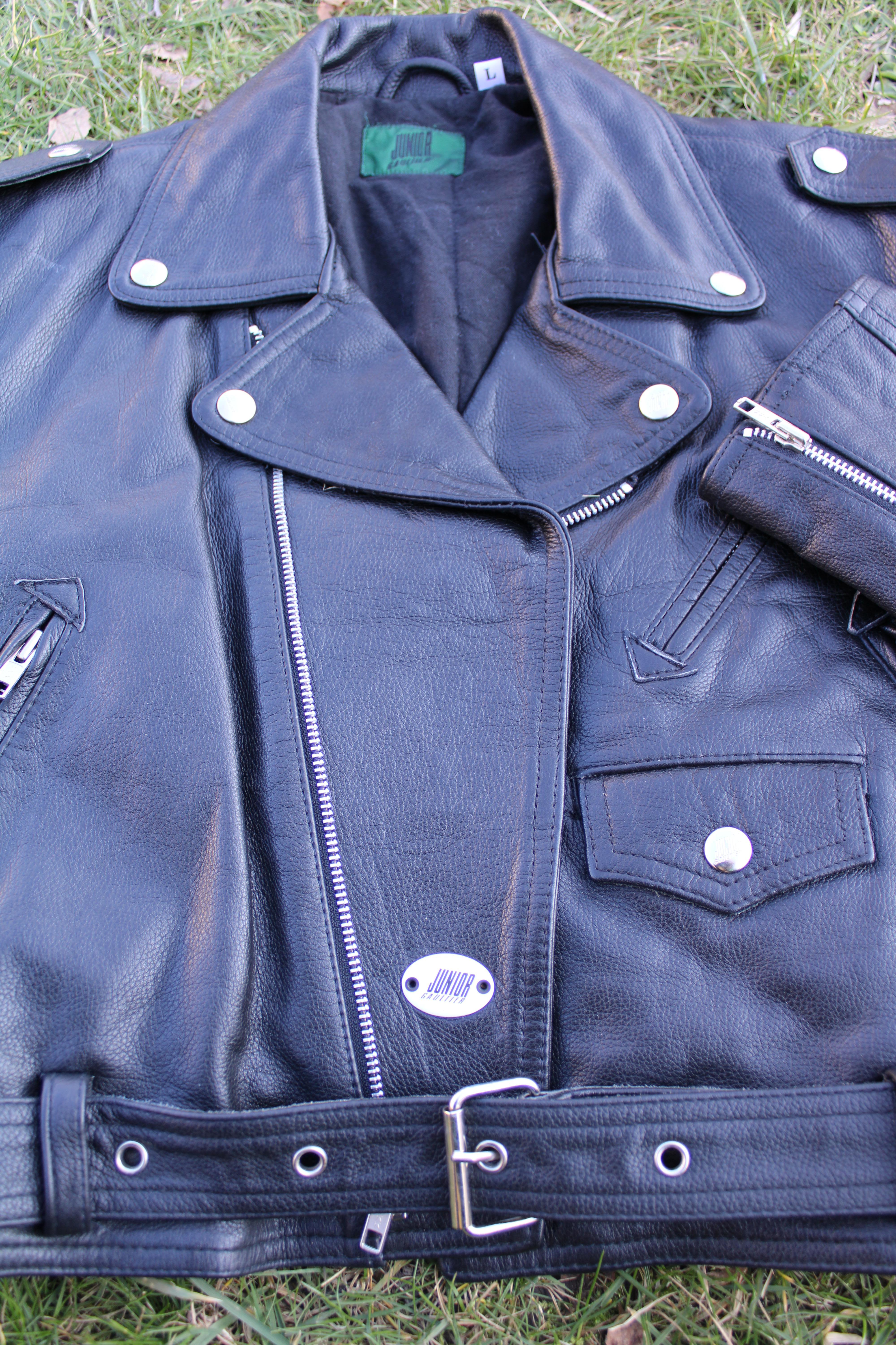 Jean Paul Gaultier Bella Hadid Leather Biker Motorcycle Vintage Punk Coat Jacket For Sale 8