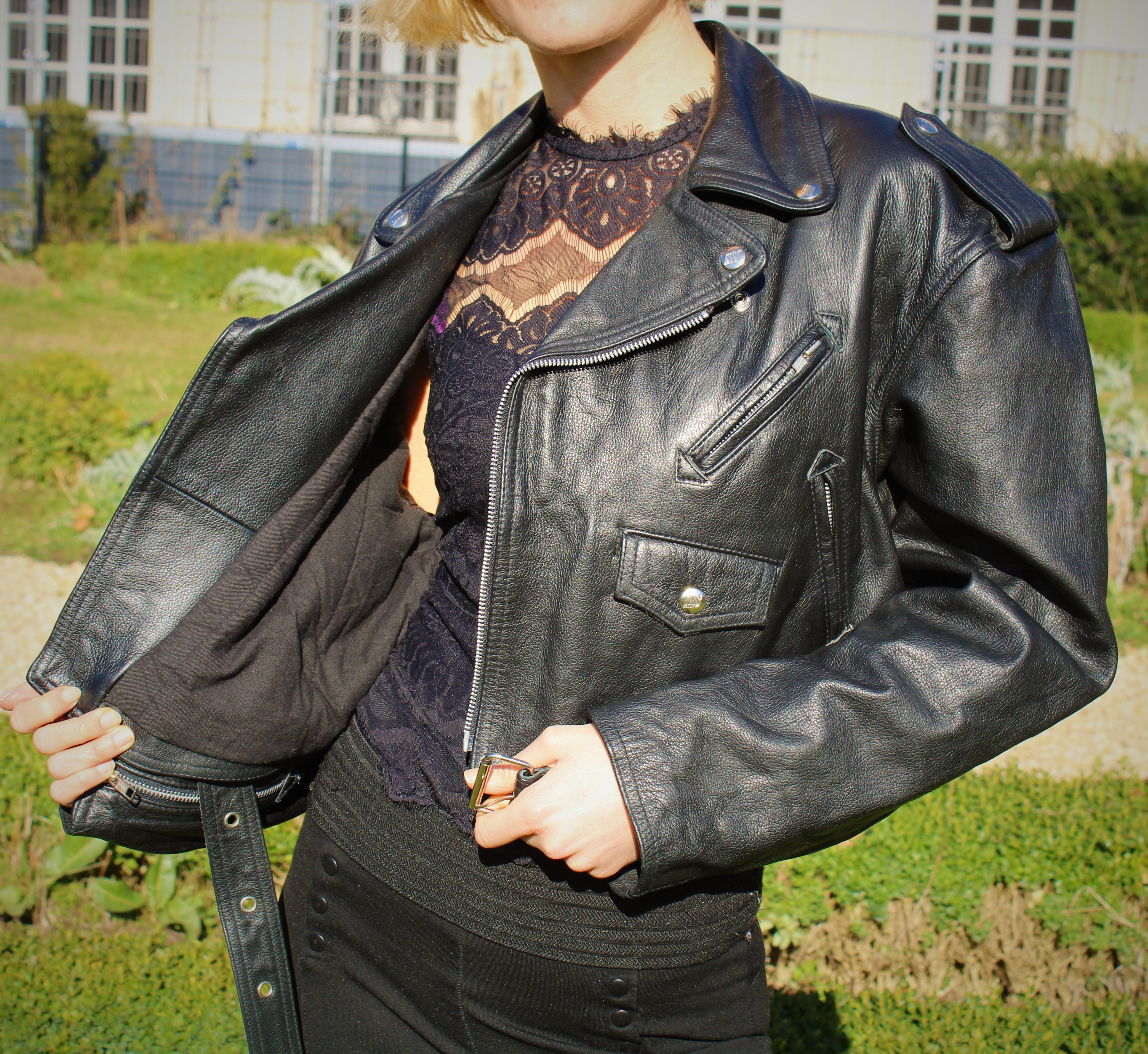 Jean Paul Gaultier Bella Hadid Leather Biker Motorcycle Vintage Punk Coat Jacket In Excellent Condition For Sale In PARIS, FR