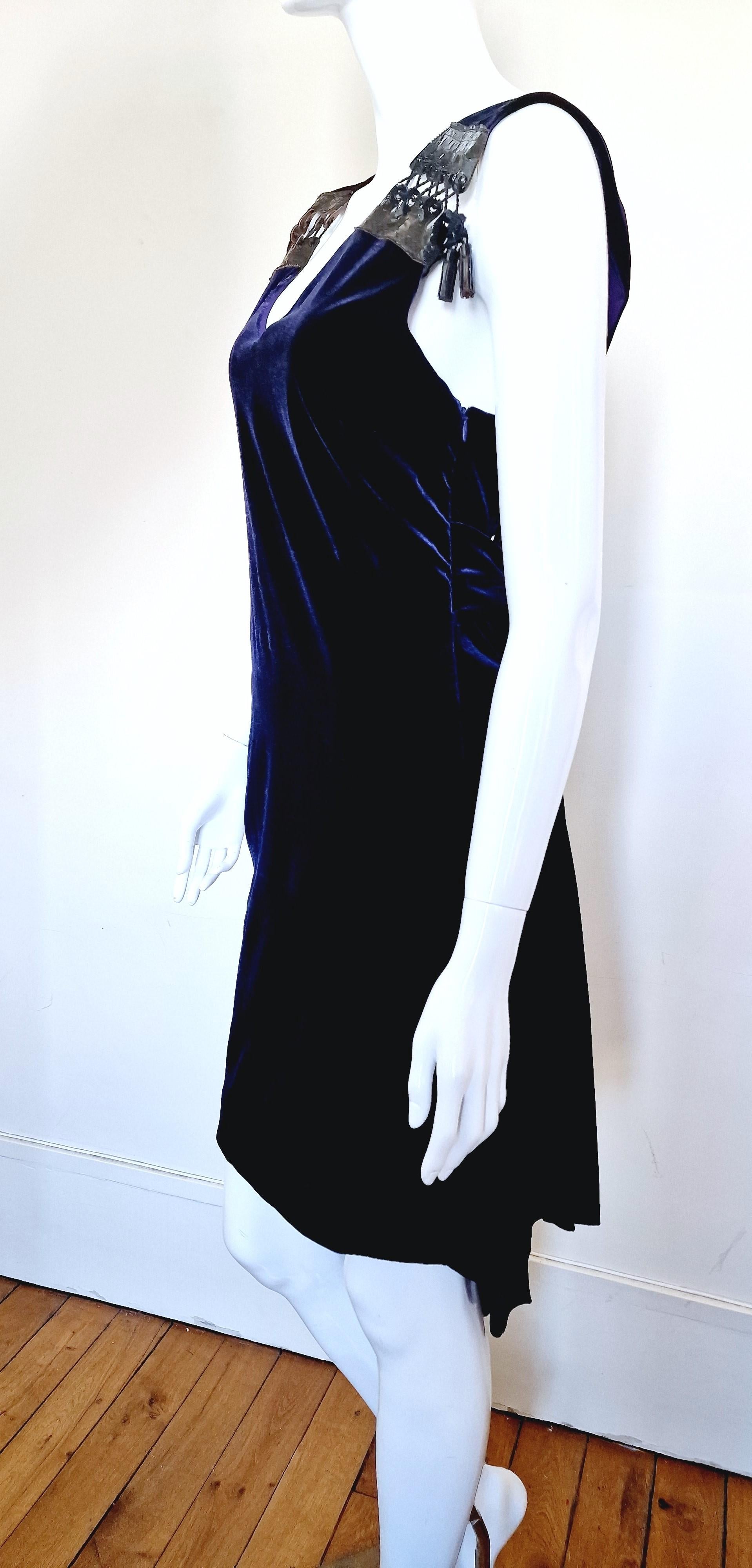 Women's Jean Paul Gaultier Leather Corset Bow Velvet Touch Vintage Medium New Midi Dress For Sale