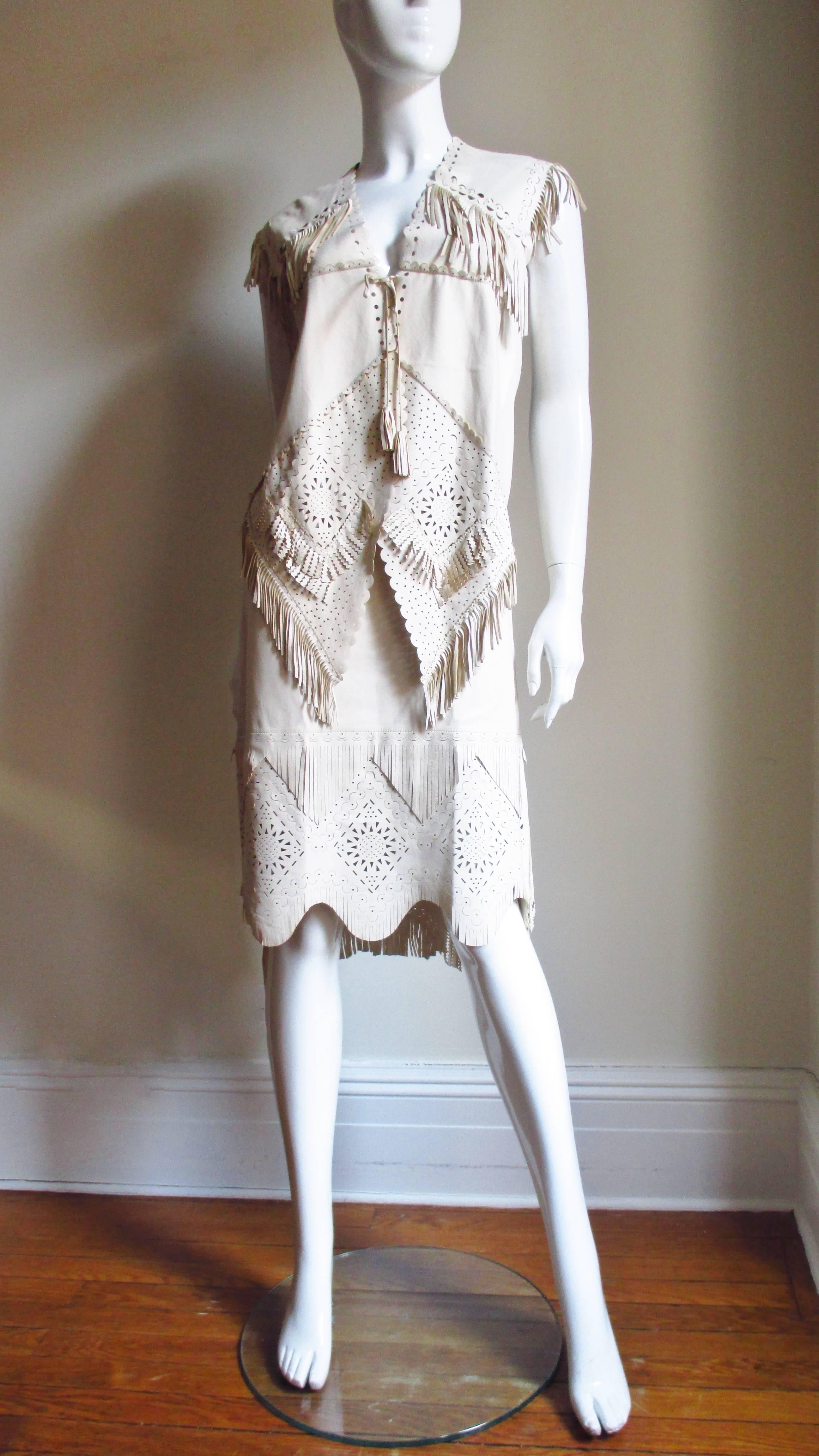 Jean Paul Gaultier Leather Laser Cut Jacket and Skirt Set For Sale 1