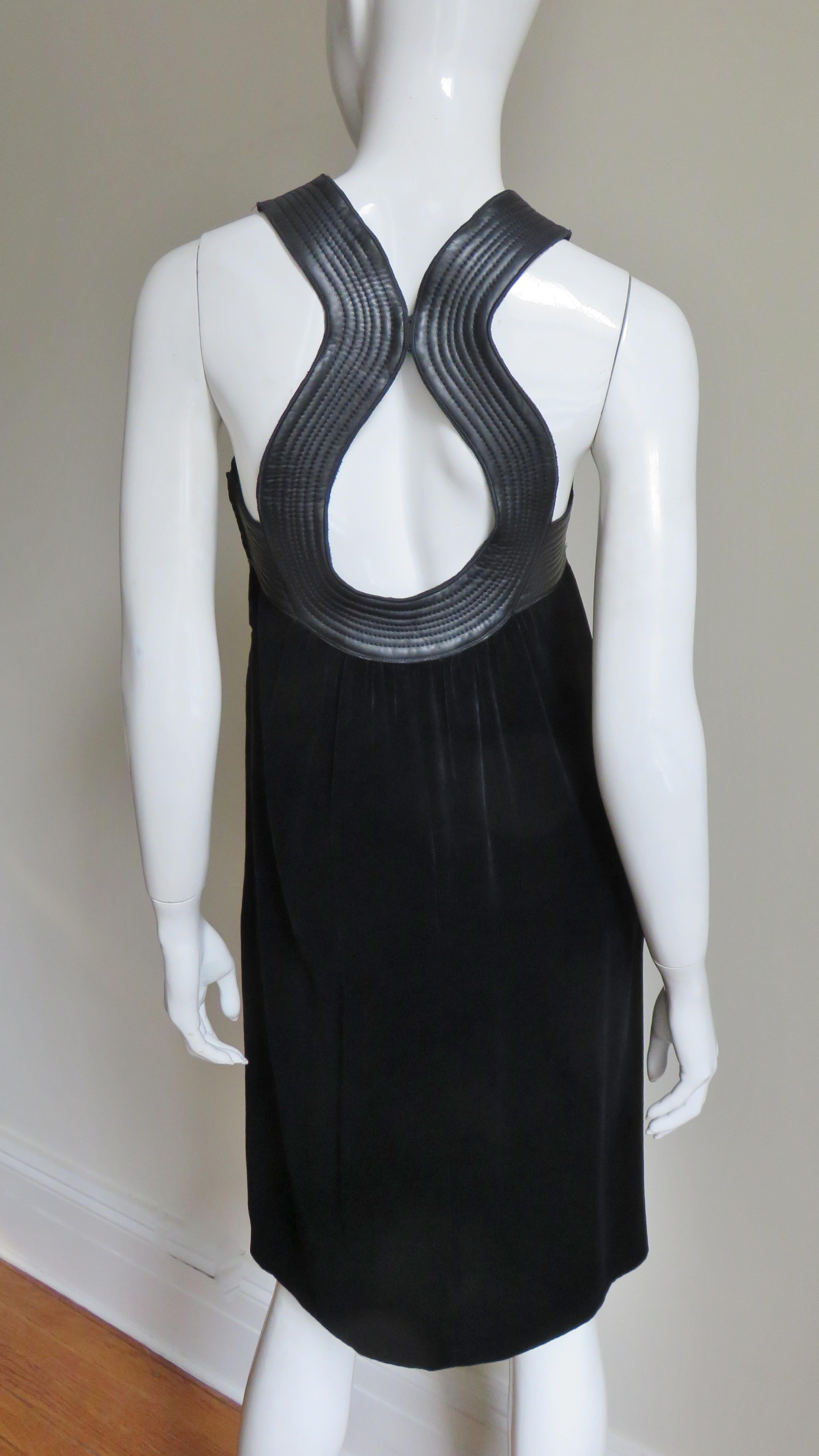 Jean Paul Gaultier Leather Trim Silk Dress For Sale 5