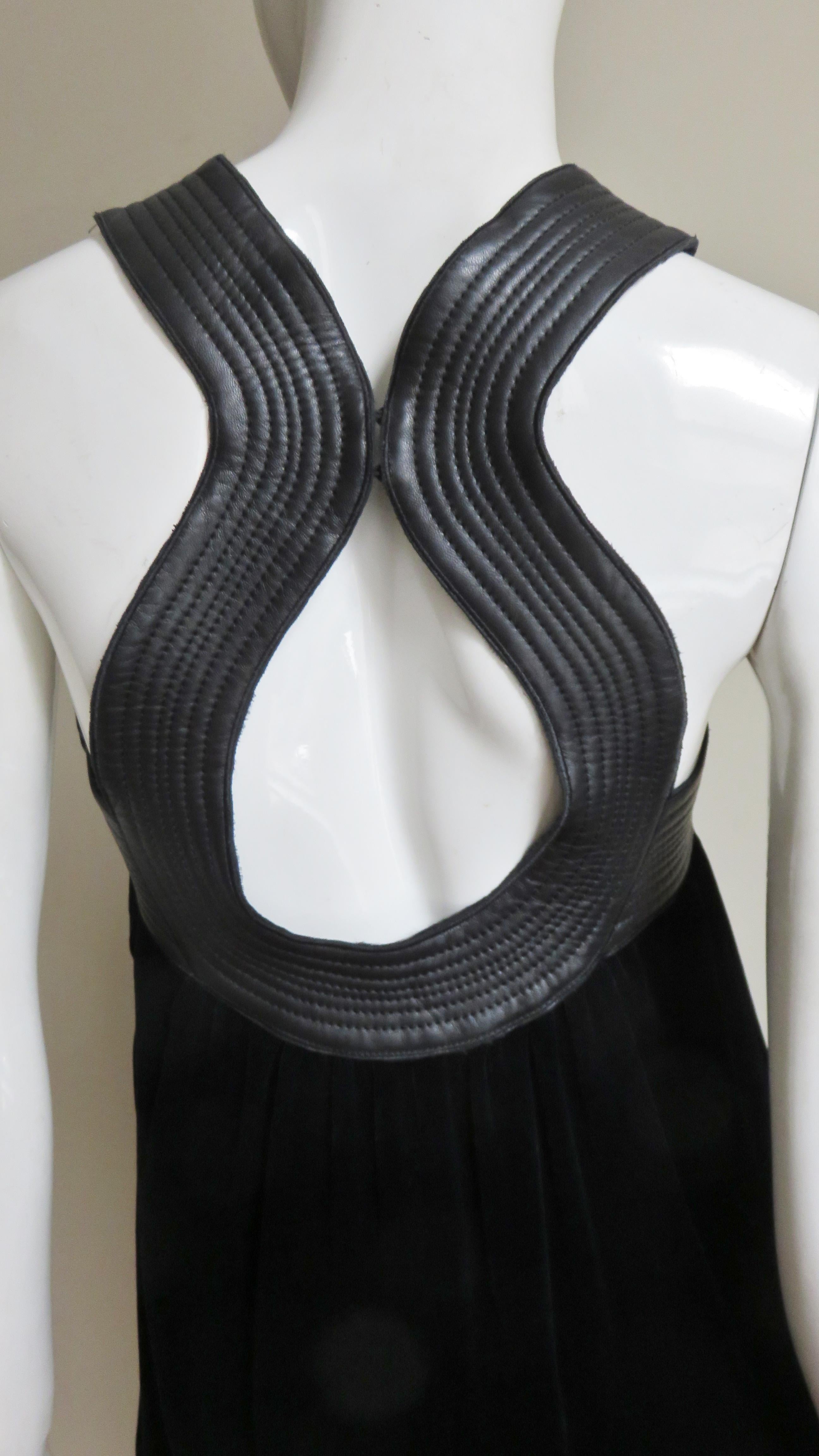 Jean Paul Gaultier Leather Trim Silk Dress For Sale 6