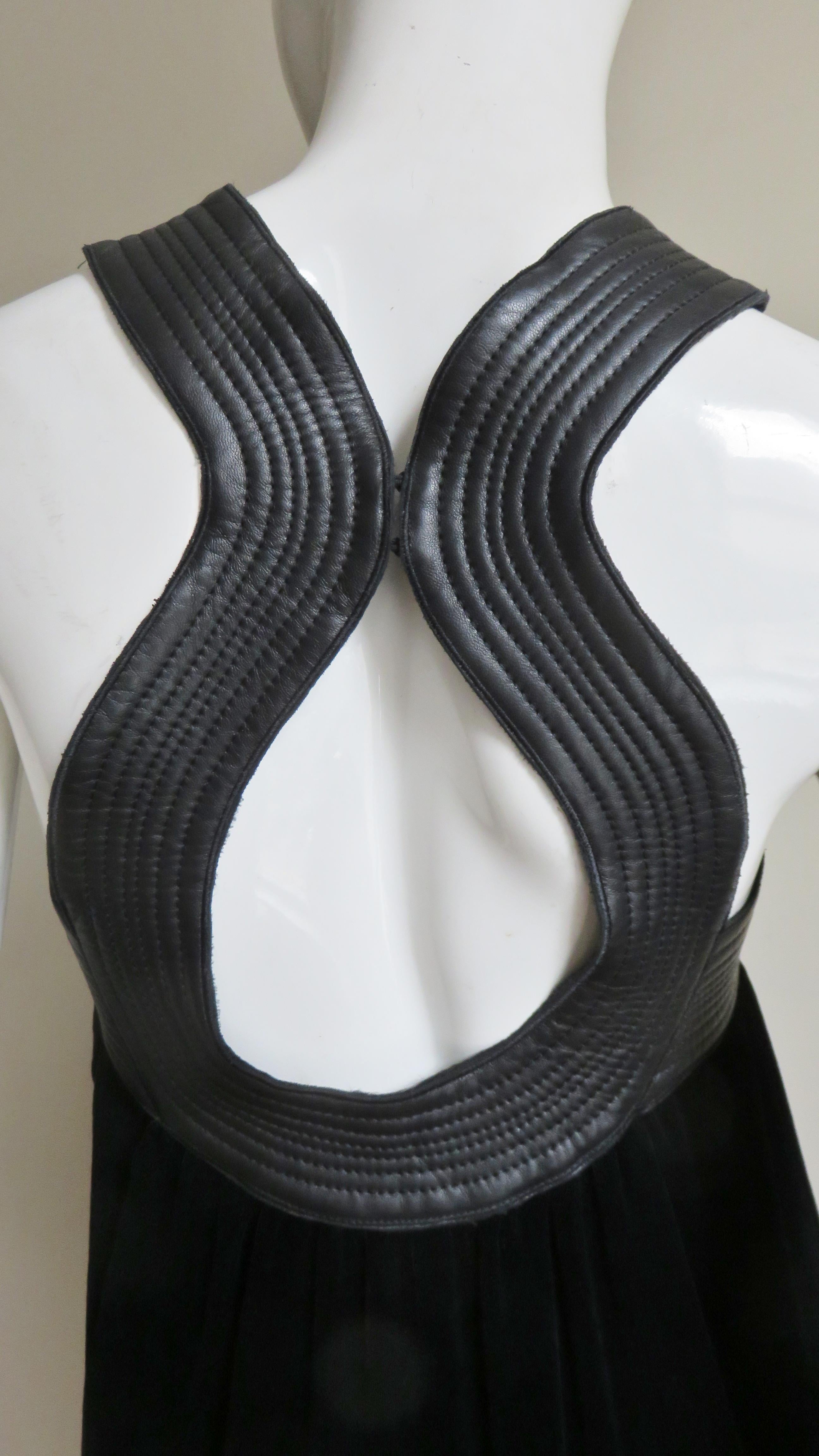 Jean Paul Gaultier Leather Trim Silk Dress For Sale 7