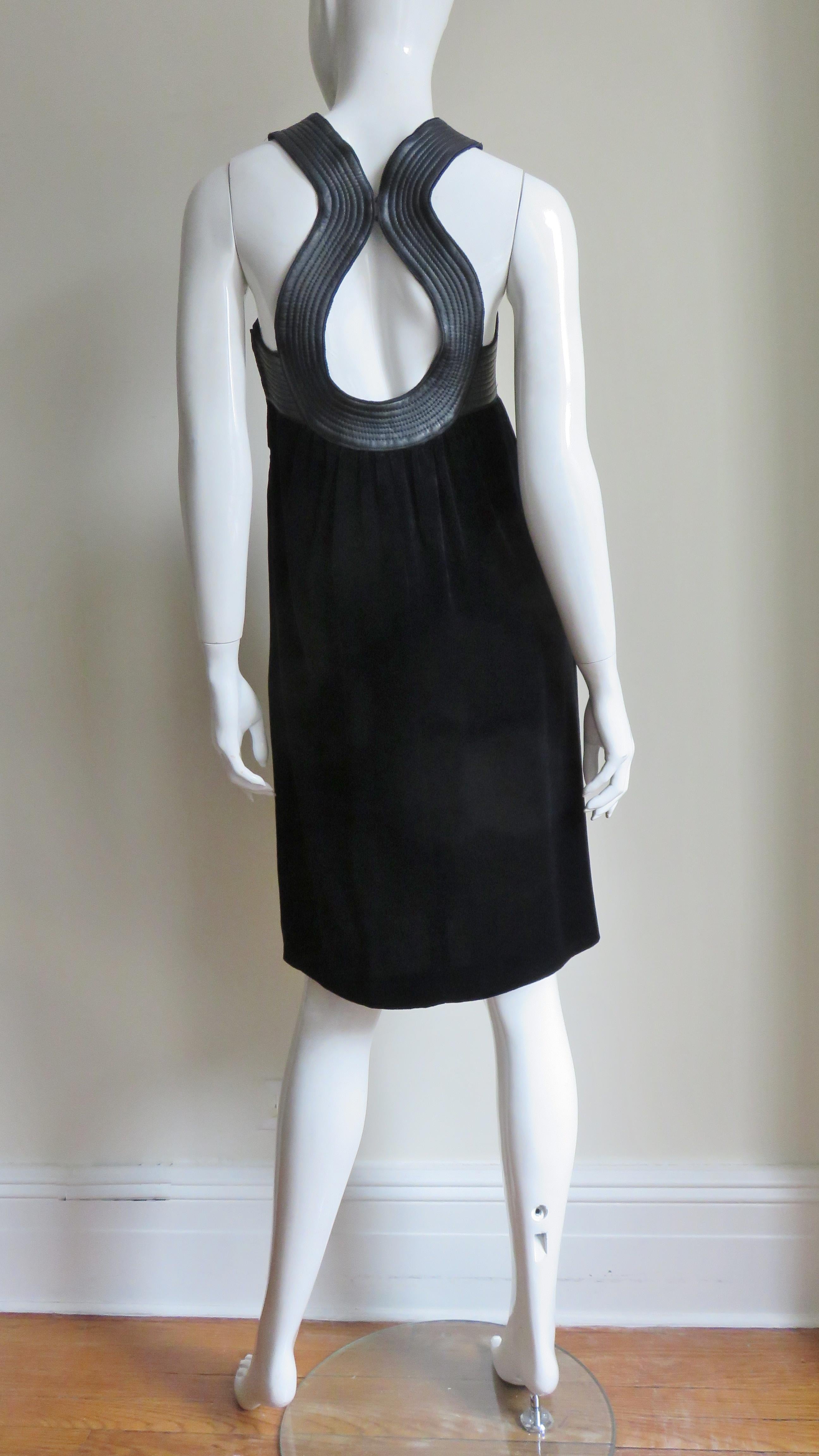 Jean Paul Gaultier Leather Trim Silk Dress For Sale 8