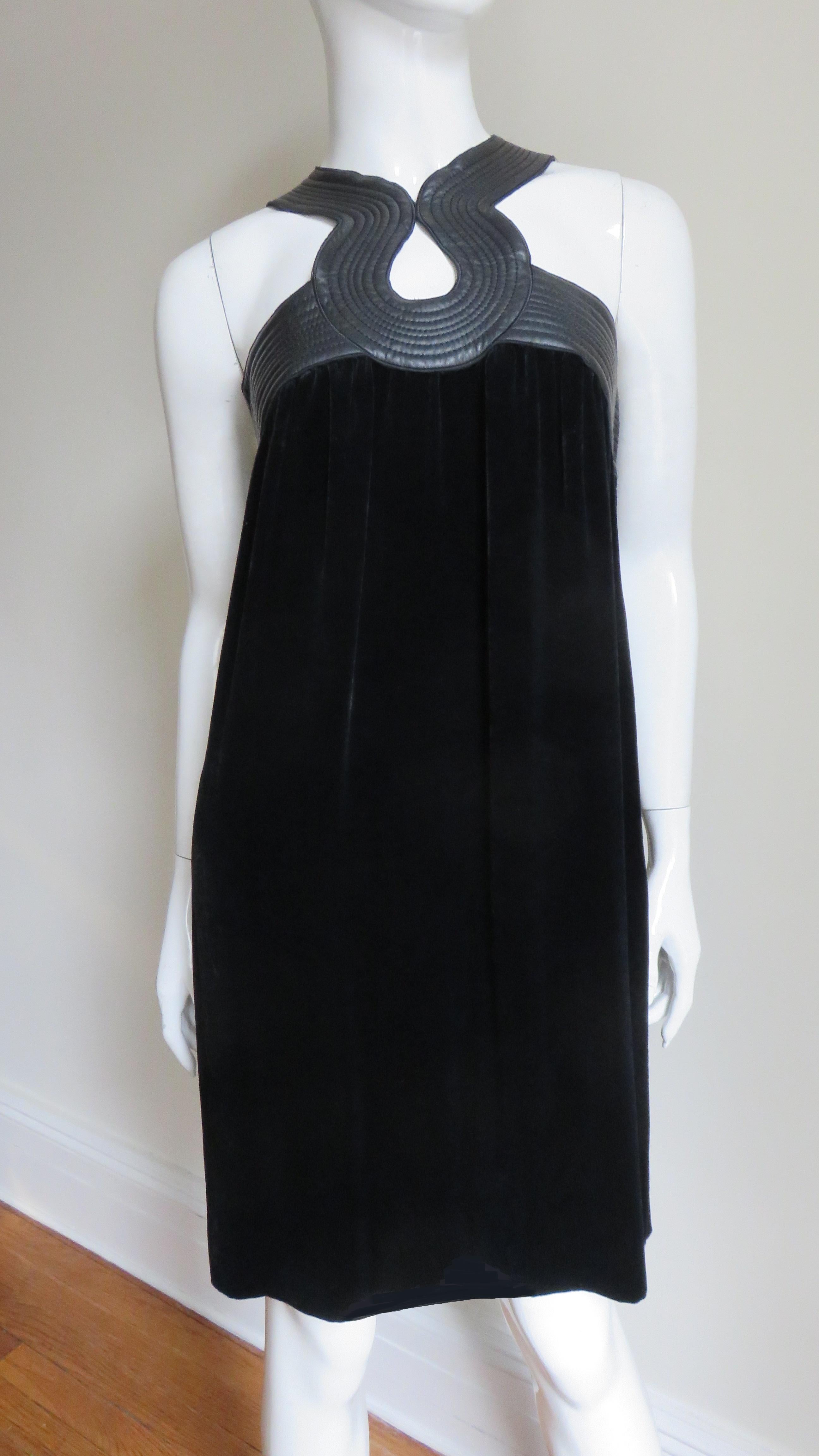 Women's Jean Paul Gaultier Leather Trim Silk Dress For Sale