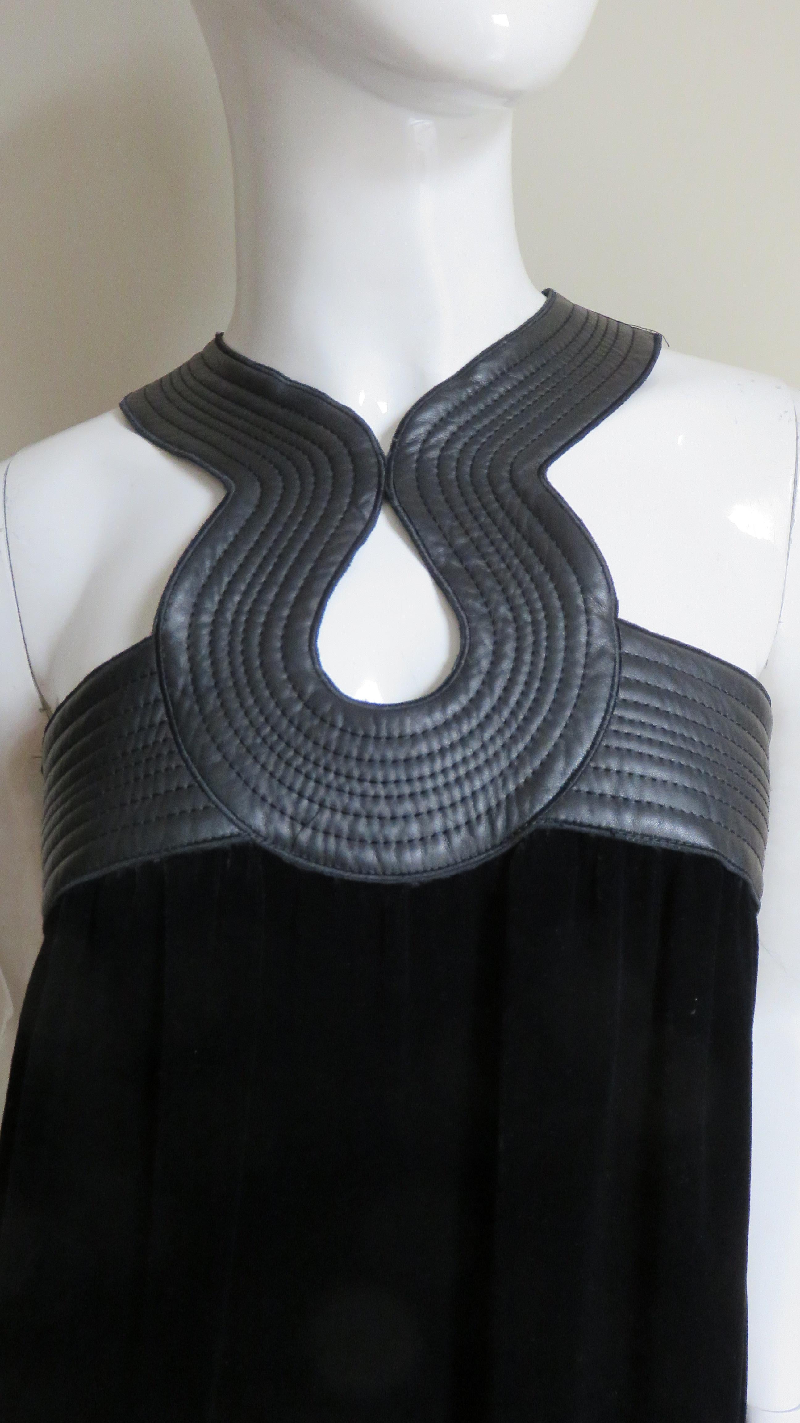 Jean Paul Gaultier Leather Trim Silk Dress For Sale 1
