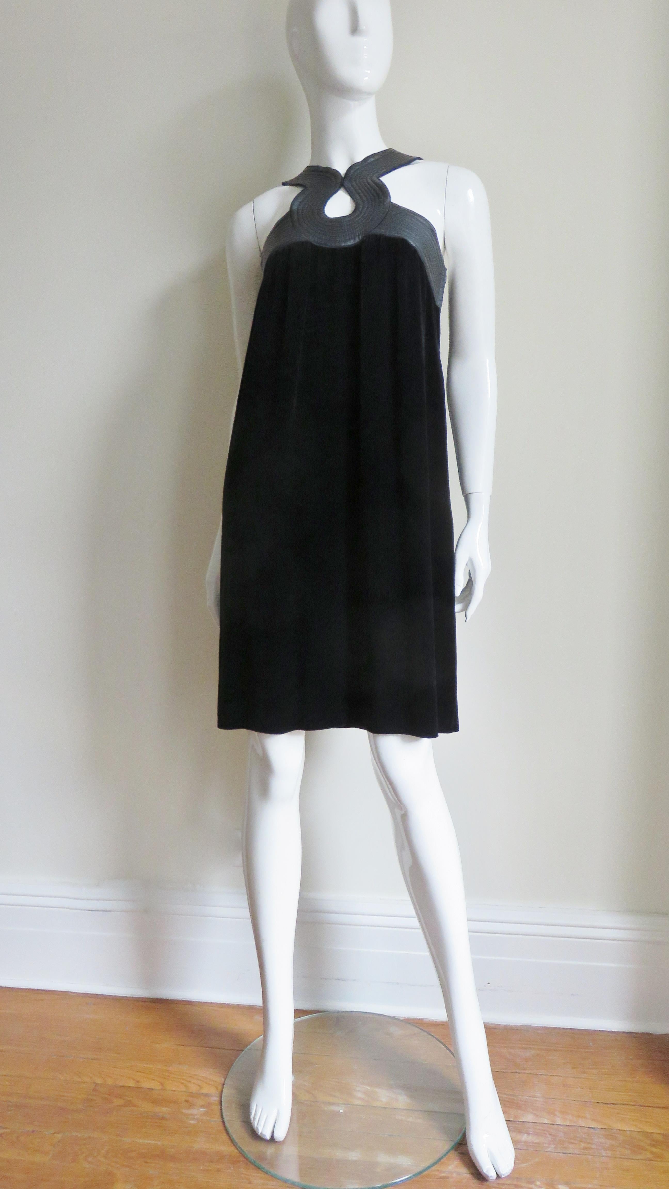 Jean Paul Gaultier Leather Trim Silk Dress For Sale 2