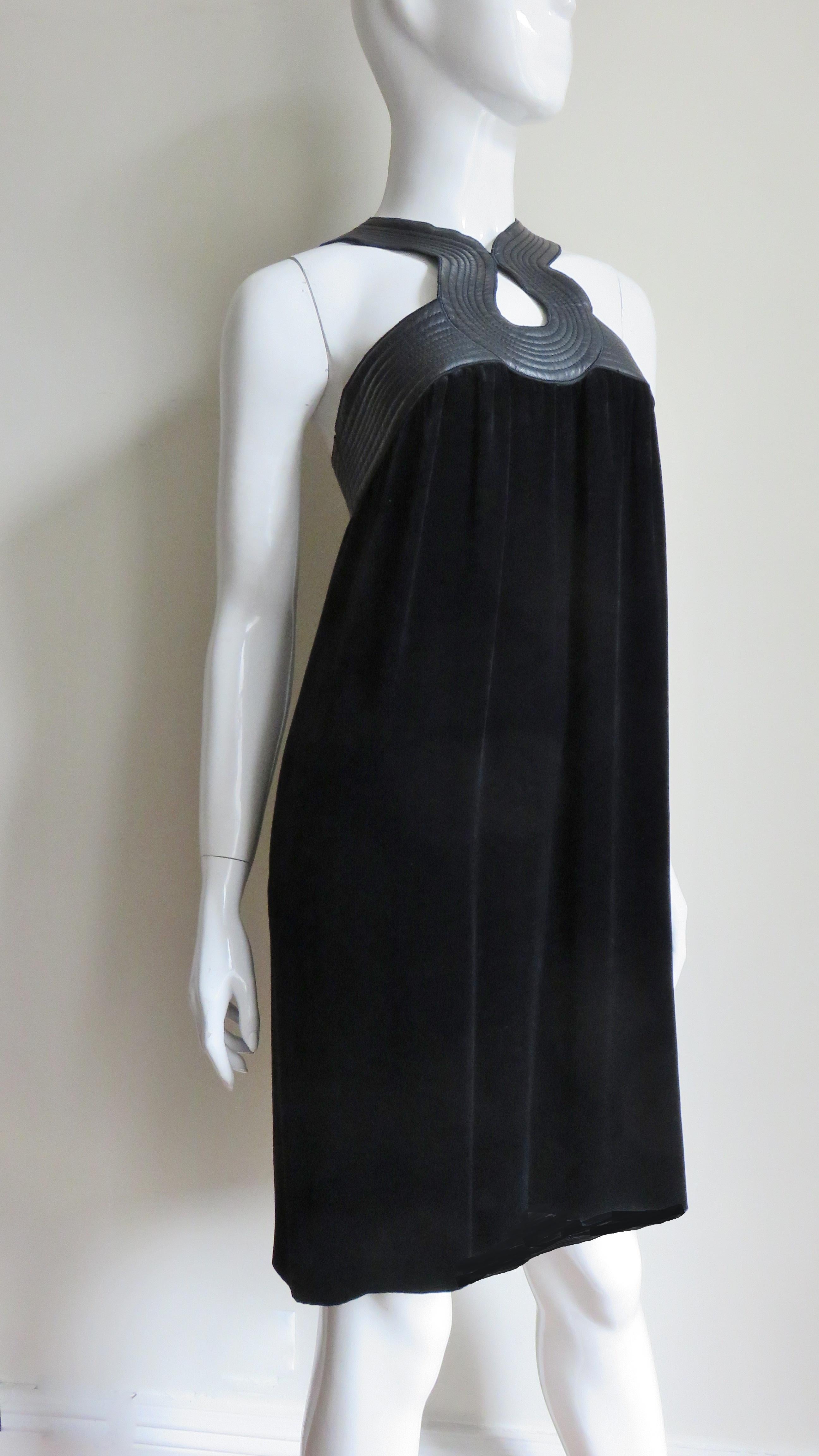 Jean Paul Gaultier Leather Trim Silk Dress For Sale 3