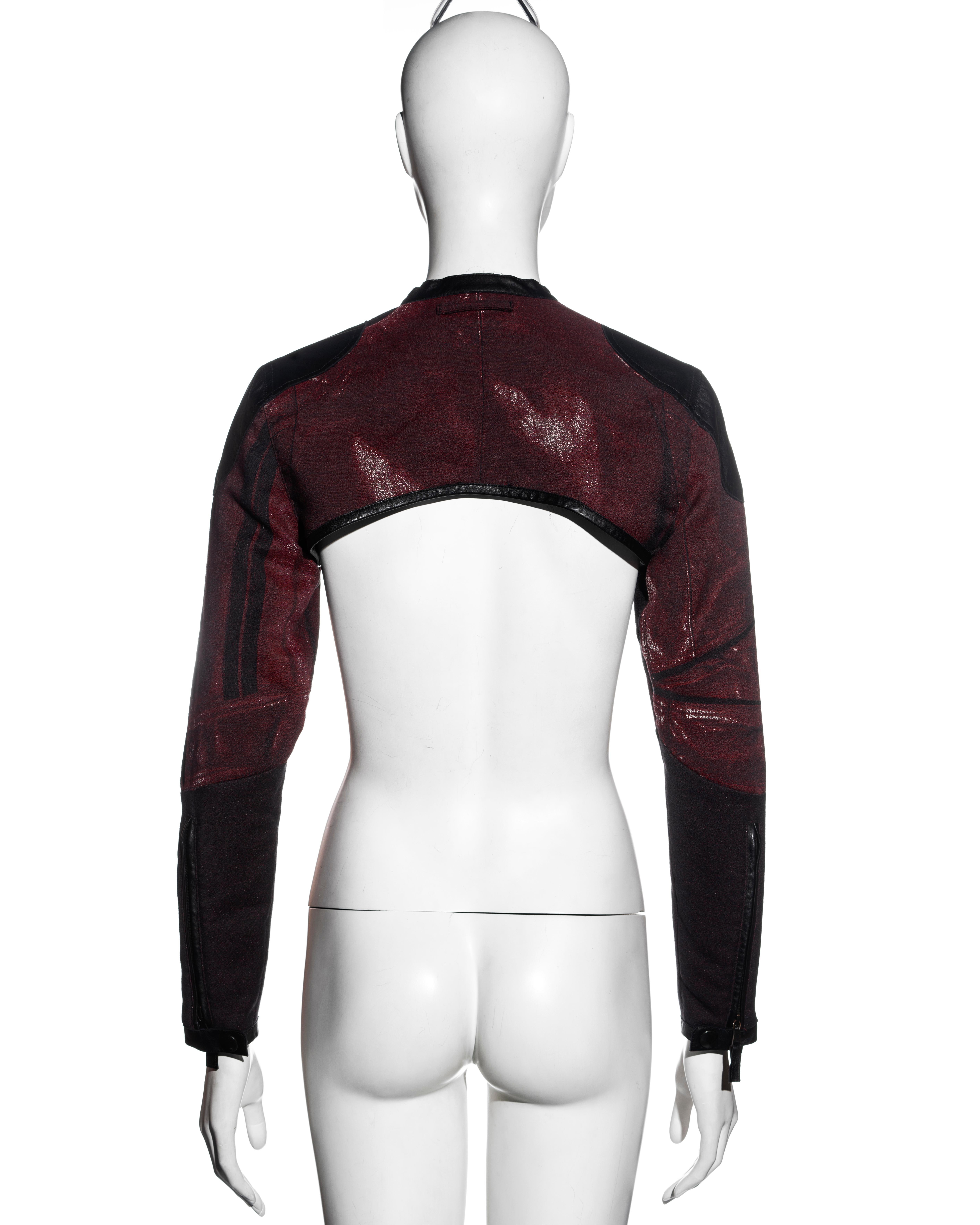 Women's Jean Paul Gaultier leather trompe l'oeil print cropped bolero jacket, ss 2001