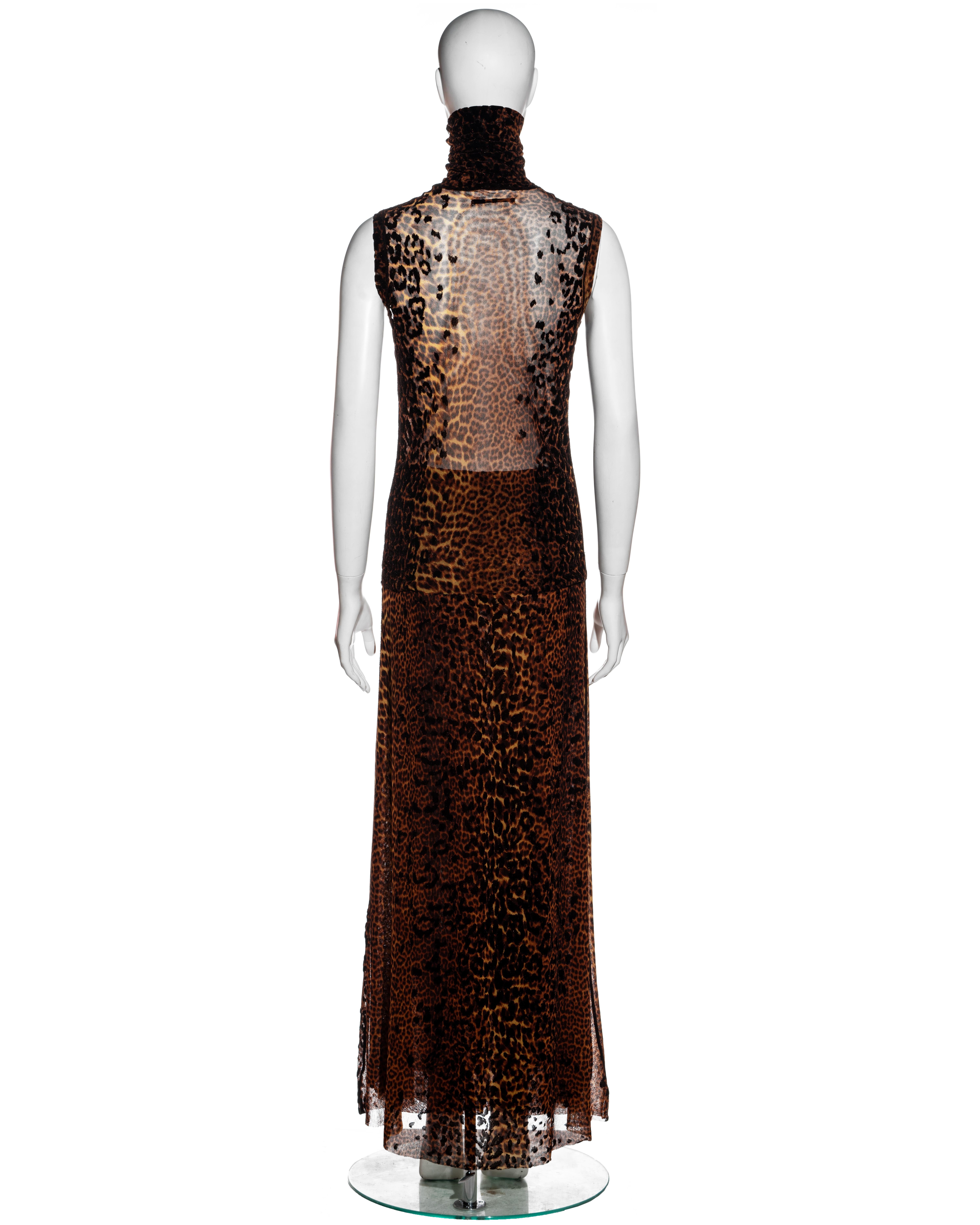 Jean Paul Gaultier leopard print mesh skirt, top and vest 3 piece set, fw 2004 1