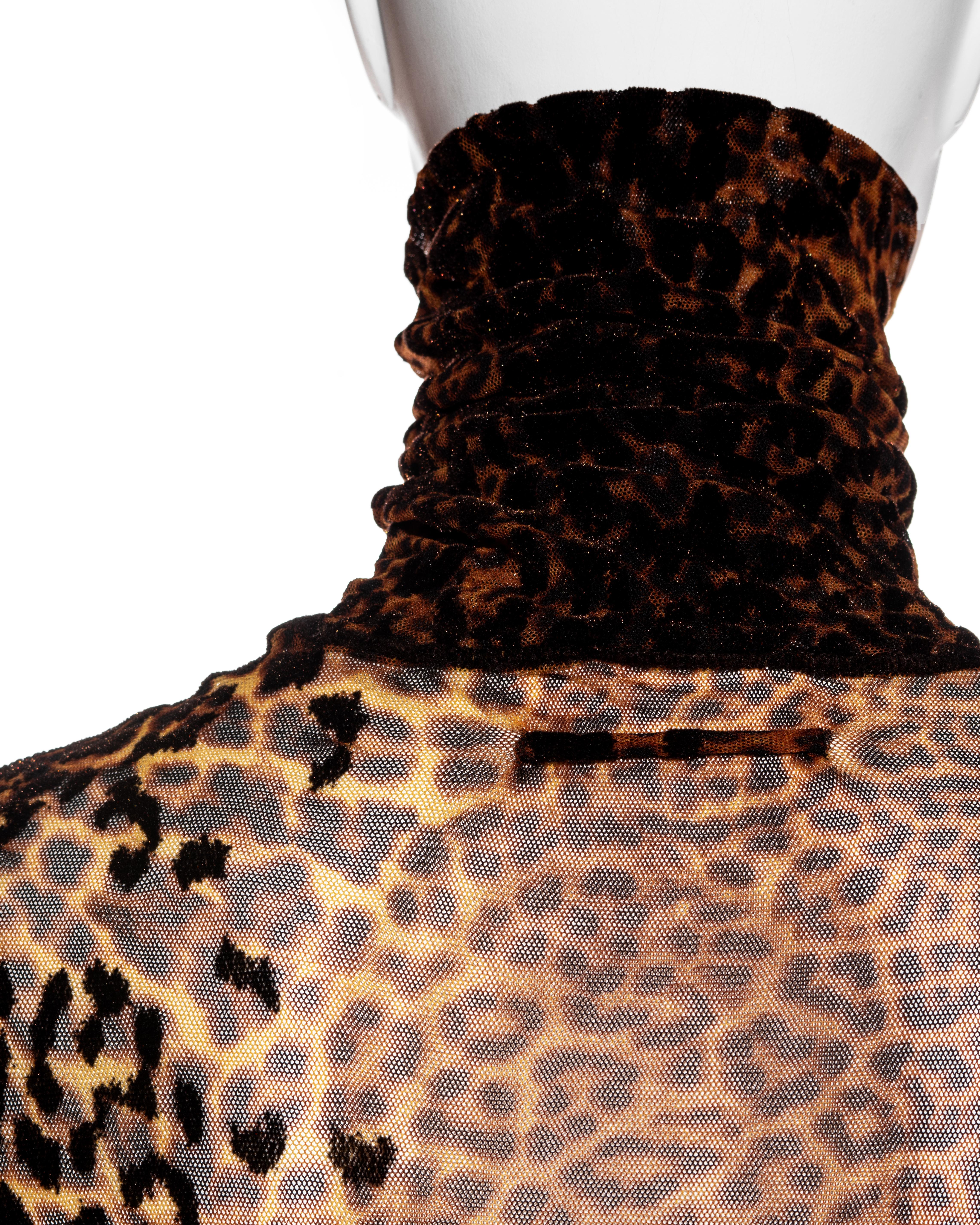 Jean Paul Gaultier leopard print mesh skirt, top and vest 3 piece set, fw 2004 2